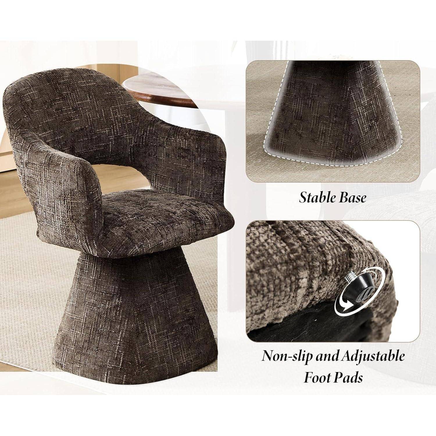 Esszimmerstühle Drehbar, Küchenstühle aus Chenille Polsterstuhl mit Armlehnen Retro Dining Chair für Esszimmer/Küche/Dining/Lounge Wohnzimmer, Br