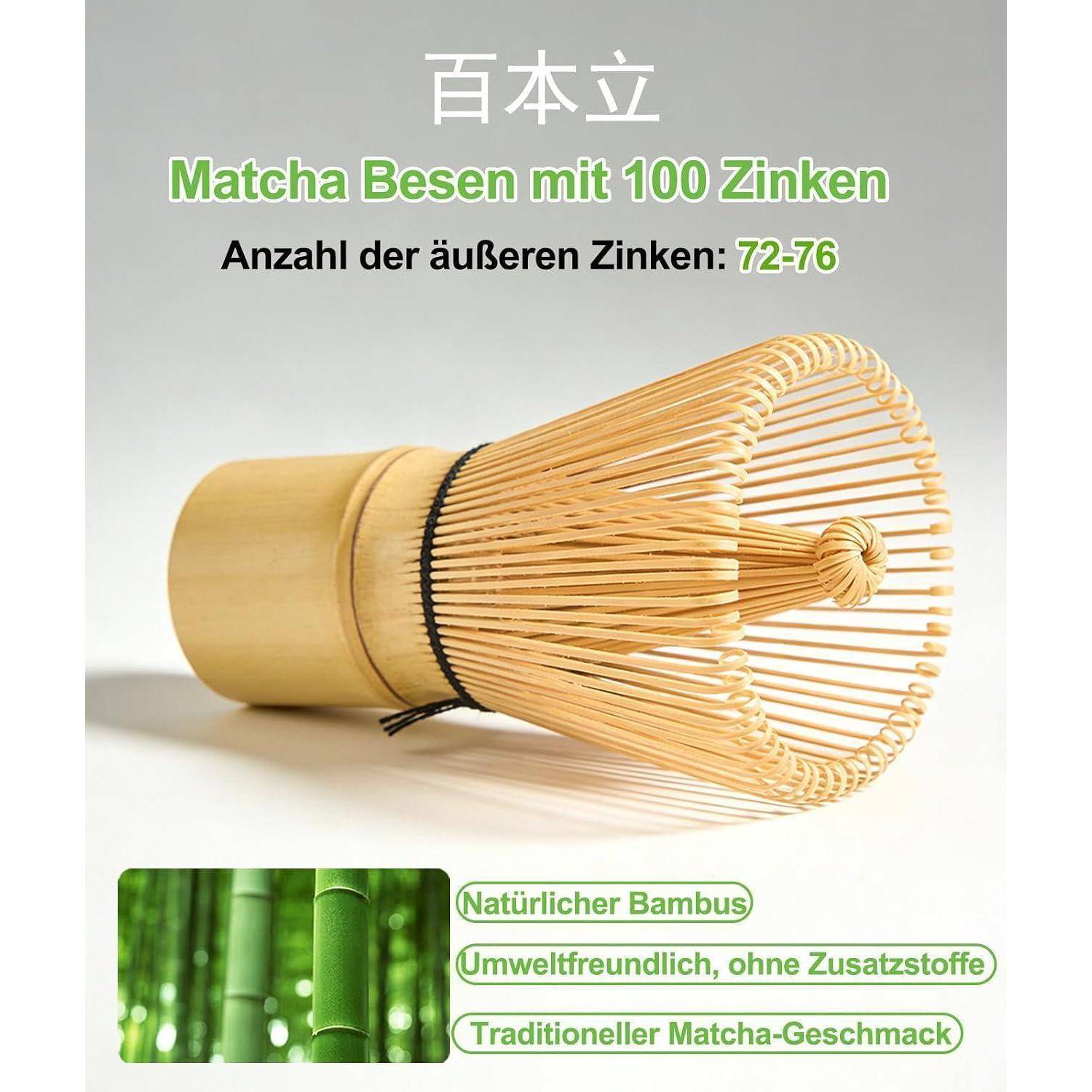 Produktbild eines Bamboo-Matcha-Besens mit der Bezeichnung „Matcha Besen mit 100 Zinken