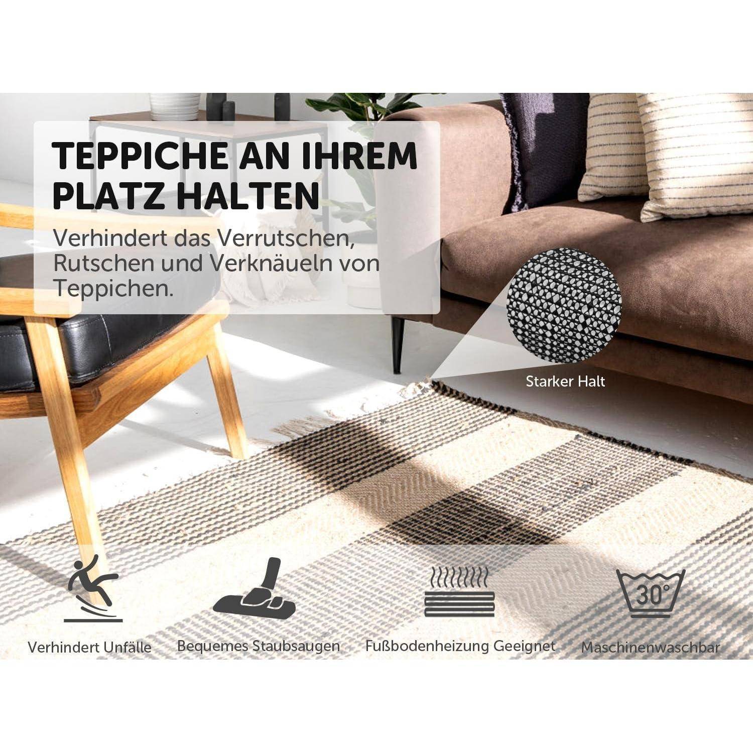 Antirutschmatte für Teppich 60 x 120cm, Teppich Antirutschunterlage, Rutschmatte Teppichunterlage rutschfest Teppichstopper, Anti-Rutsch-Matte