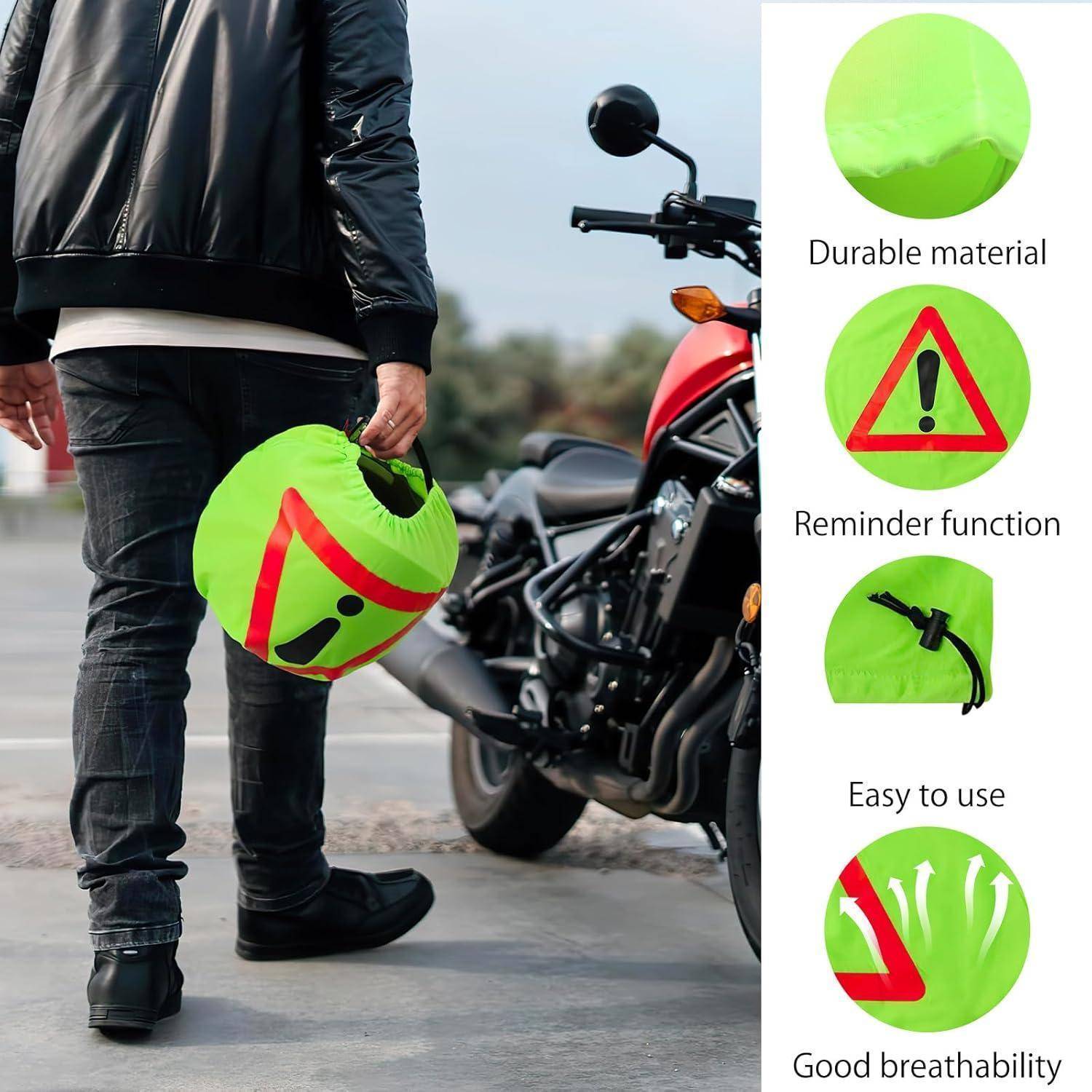 Warndreieck Motorrad Helm Überzug Motorrad Warndreieck Erste Hilfe Pannendreieck Warnhaube für Helme Helmüberzug Motorradhelm Helmbeutel für Unfal