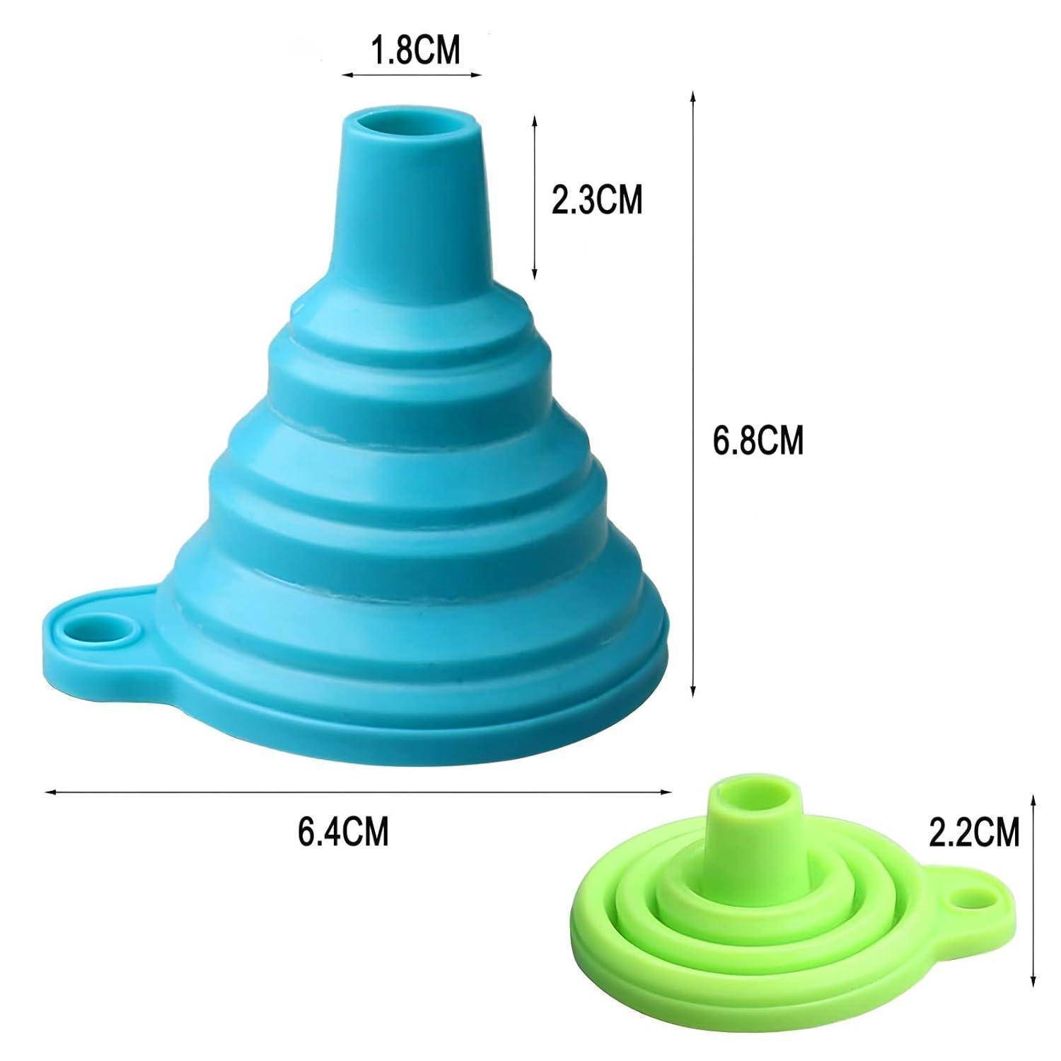2 Stück Silikontrichter Küche - Trichtersatz Faltbarer Trichter Silikon-Trichter Tragbarer Trichter Trichter Klein für Küche Öl Flüssigkeiten Pu