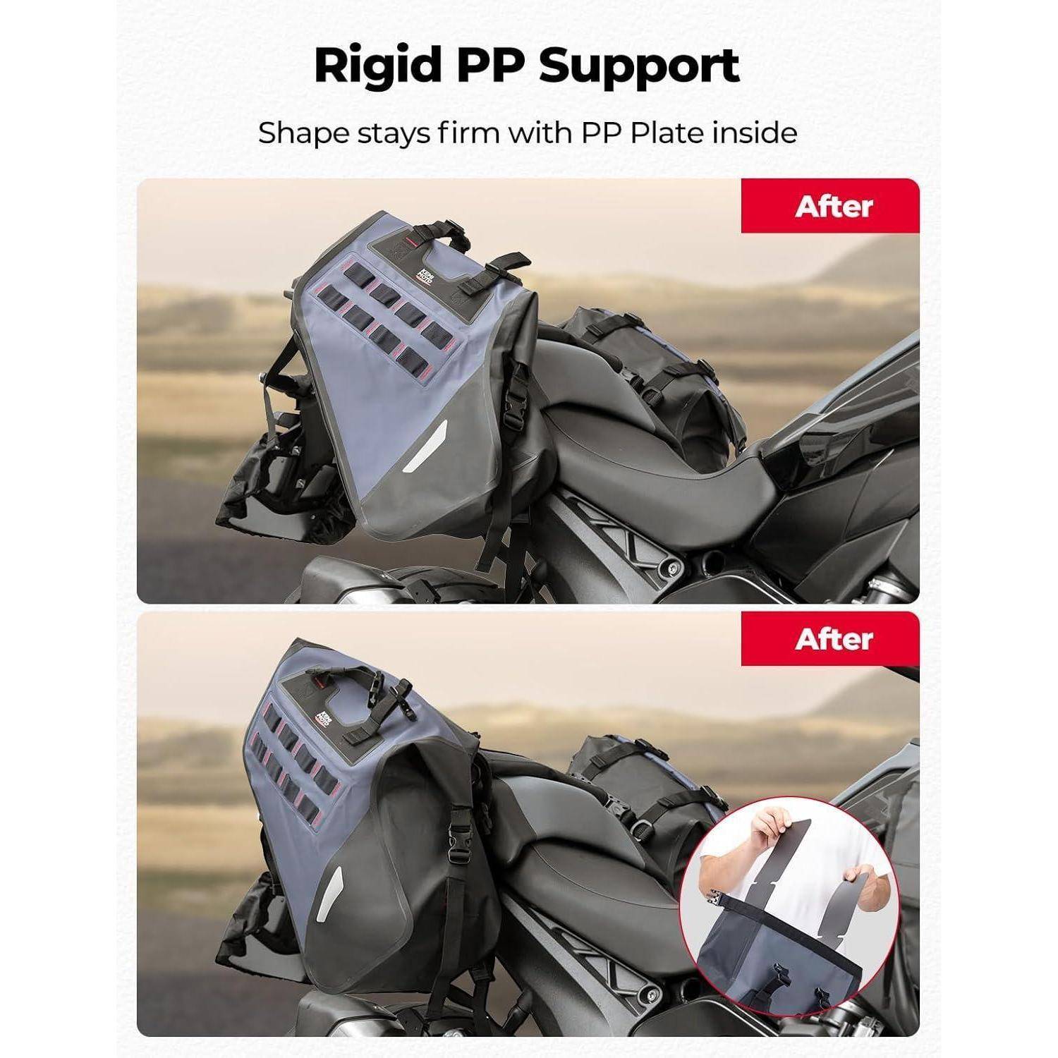 KEMIMOTO IPX6 wasserdichte Motorradsatteltaschen, PVC Weiche Packtaschen, Seitentaschen Hecktasche 30L (15L x 2) für Motorrad Enduro Dual-Sport-Bike