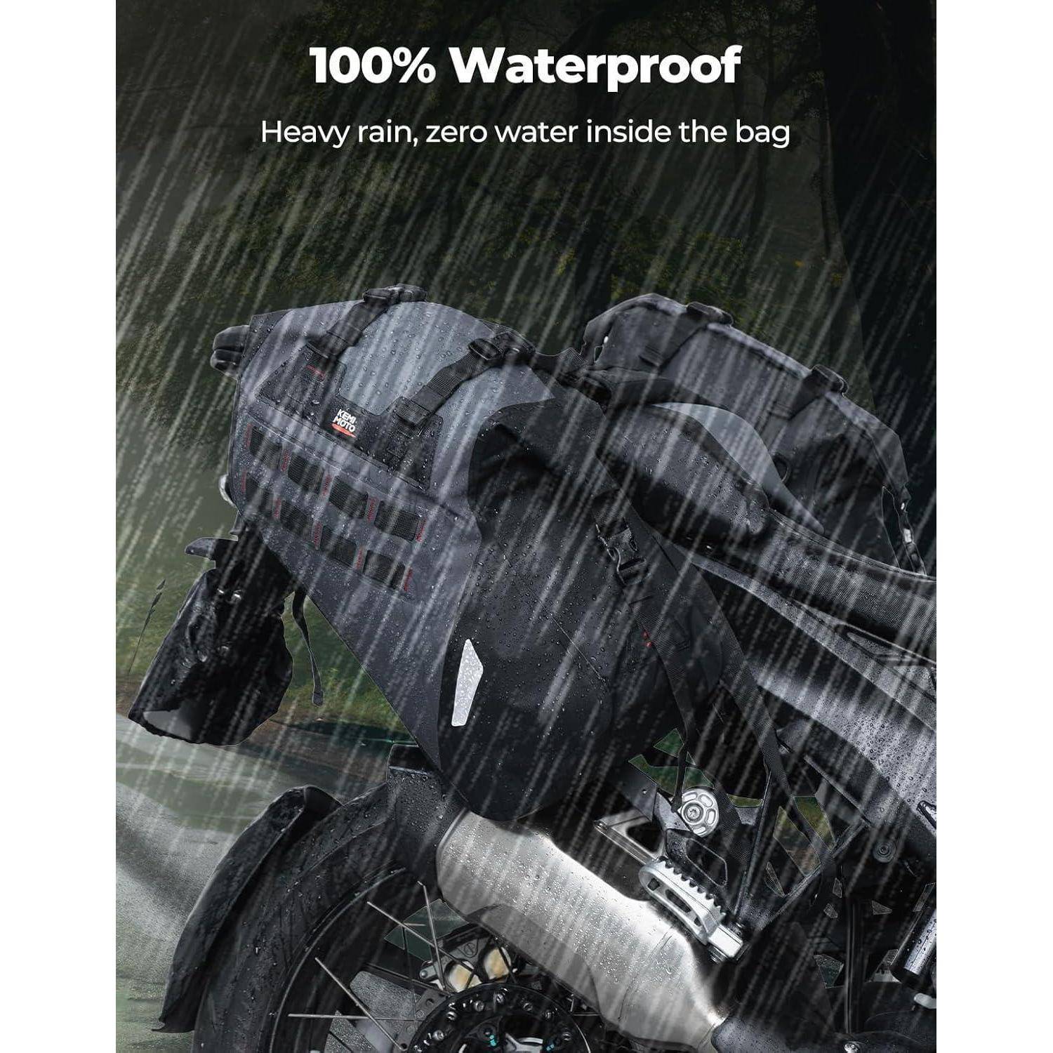 KEMIMOTO IPX6 wasserdichte Motorradsatteltaschen, PVC Weiche Packtaschen, Seitentaschen Hecktasche 30L (15L x 2) für Motorrad Enduro Dual-Sport-Bike