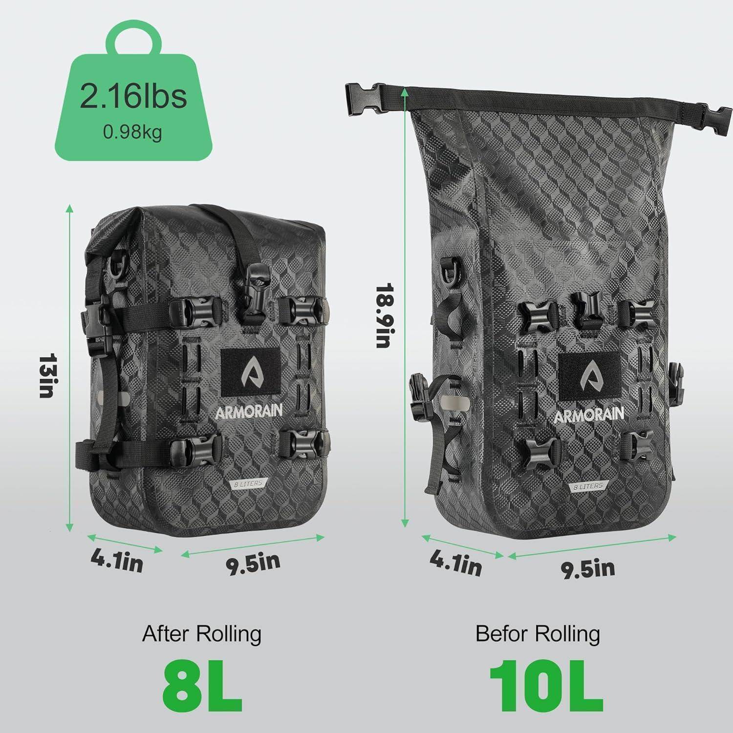 Motorrad Sturzbügel Tasche Wasserdichtes Fassungsvermögen 6L/8L Stoßstangenpaket Schutzblech Tasche Universal Motor Kit Taschen (8L Schwarze Imitat