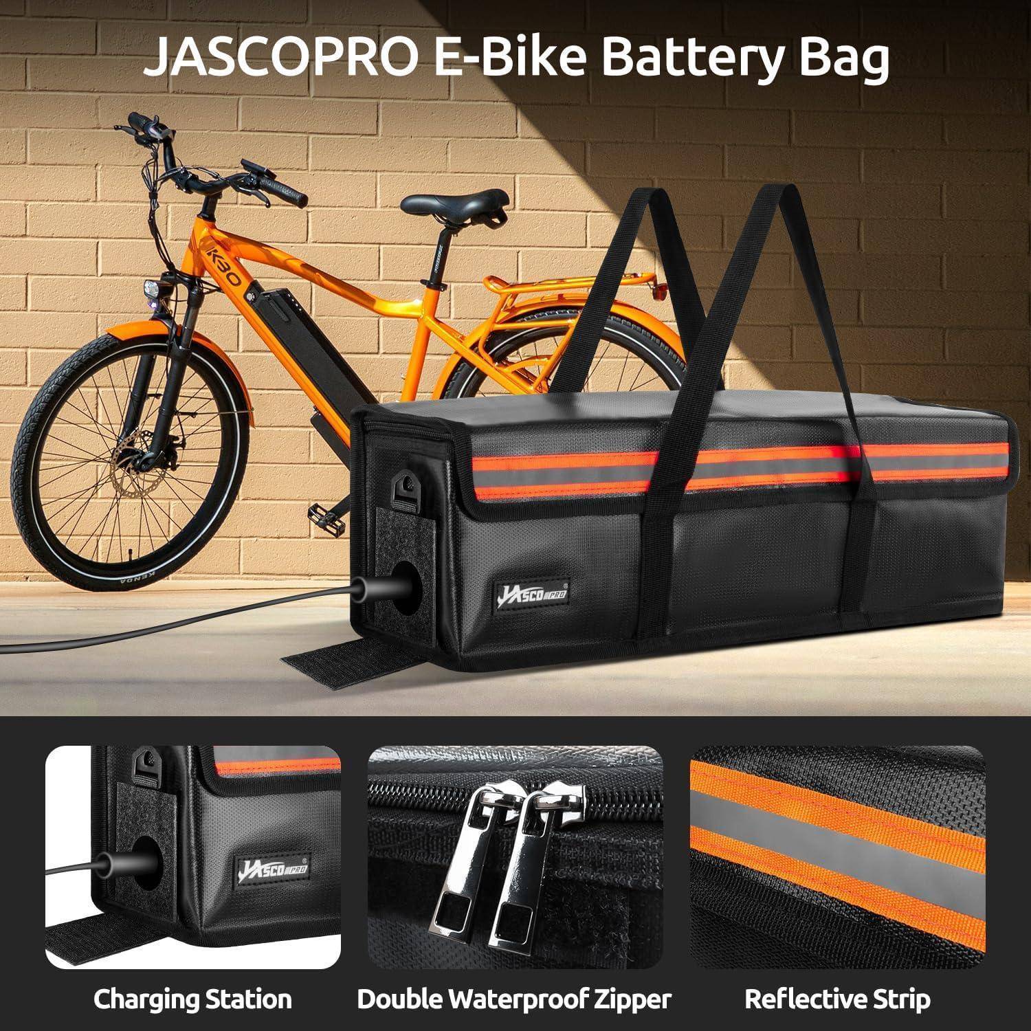 Ebike Akku Tasche, 8 Schichten Brandschutz Feuerfest bis 1400°C, Lipo Sichere Explosionsgeschützte Wasserdicht für Lagerung Transport Aufladung, 49