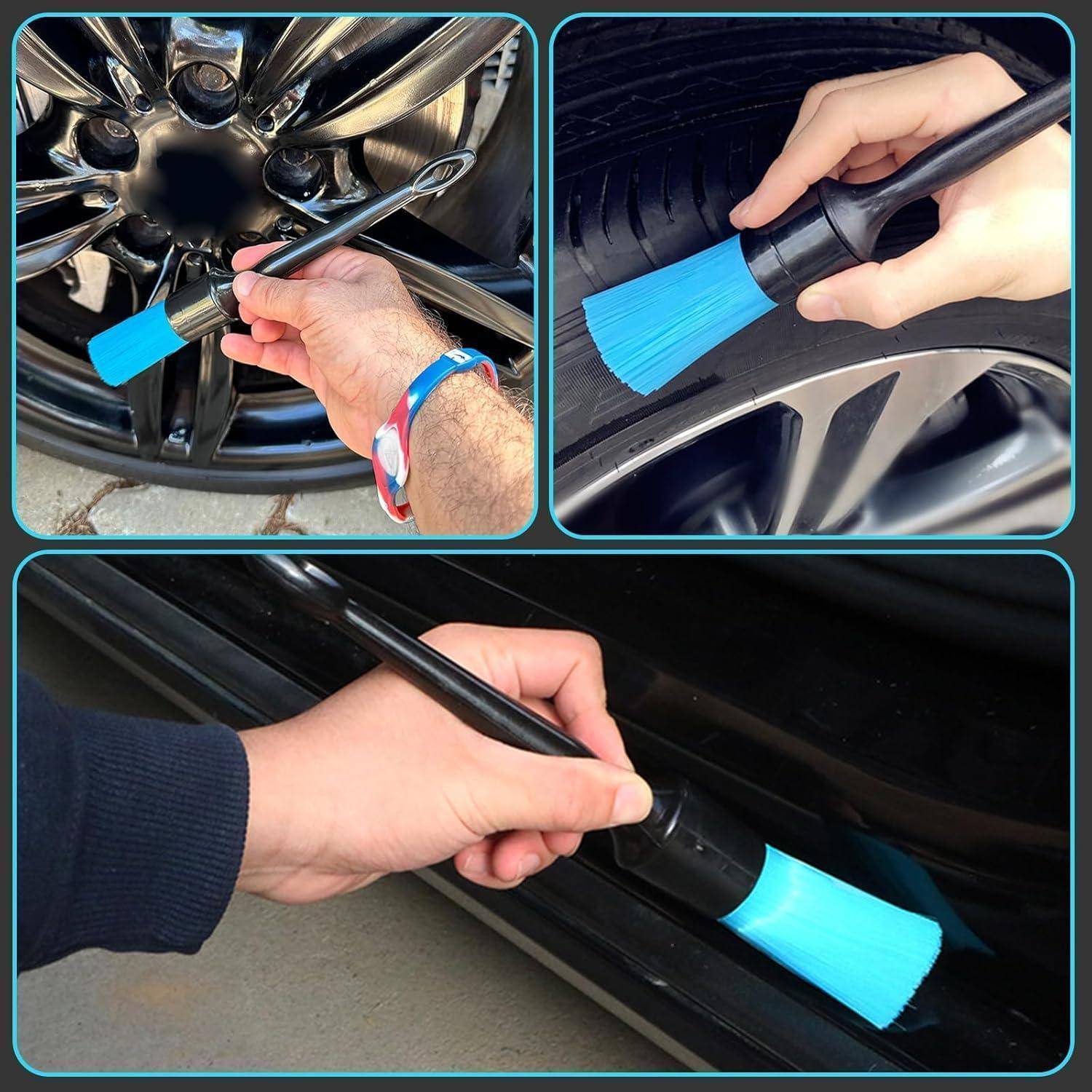 8 Stück Auto Innenraum Reiniger Set, Reinigungspinsel Weiche, Mittlere und Harte Feinbürsten, Ultraweiche Feinbürsten Felgenpinsel für Car Motor