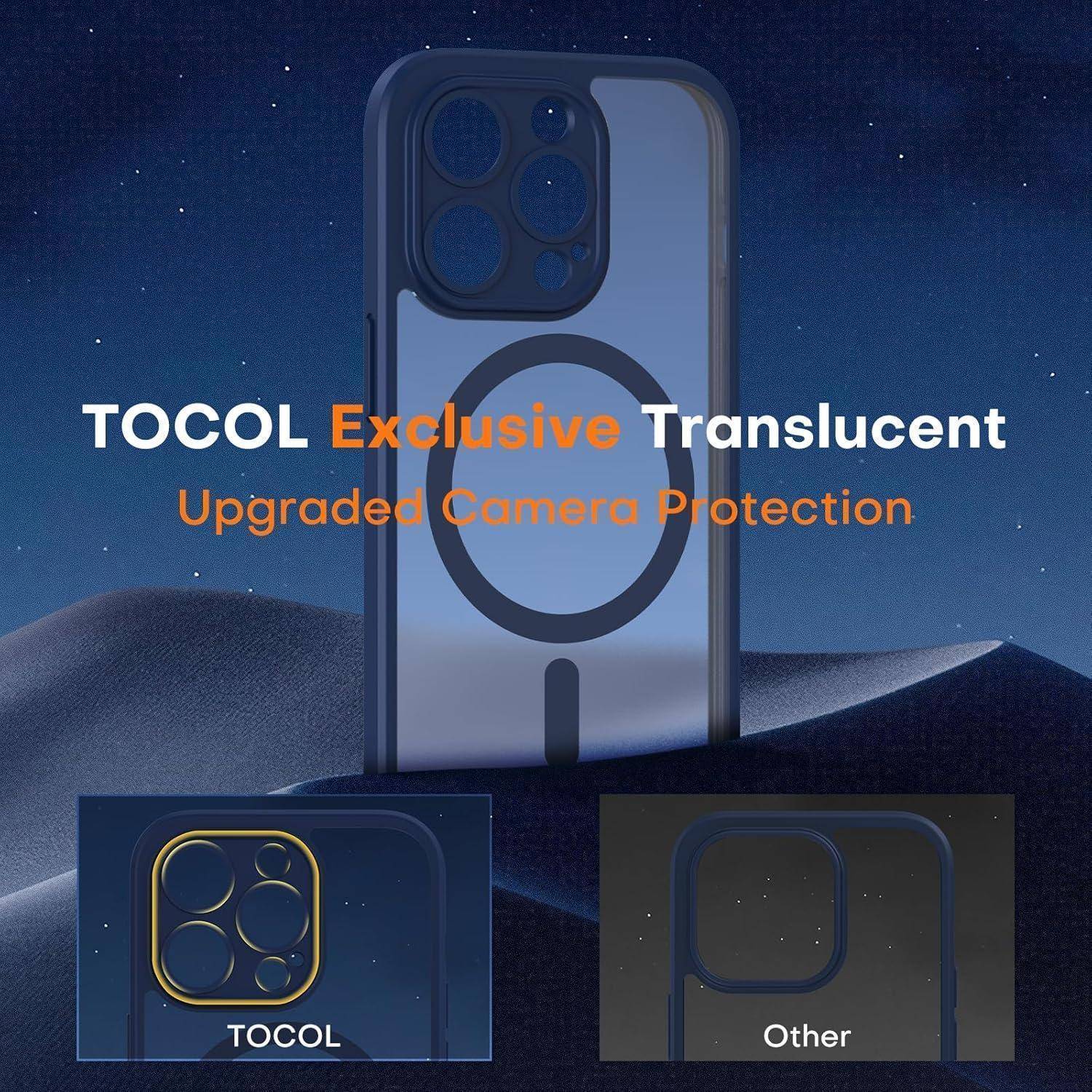 TOCOL für iPhone 14 Pro Hülle für Magsafe, Vollständiger Kameraschutz Stoßfest Kratzfest Transluzente Rückseite Magnetisch Handyhülle für iPho