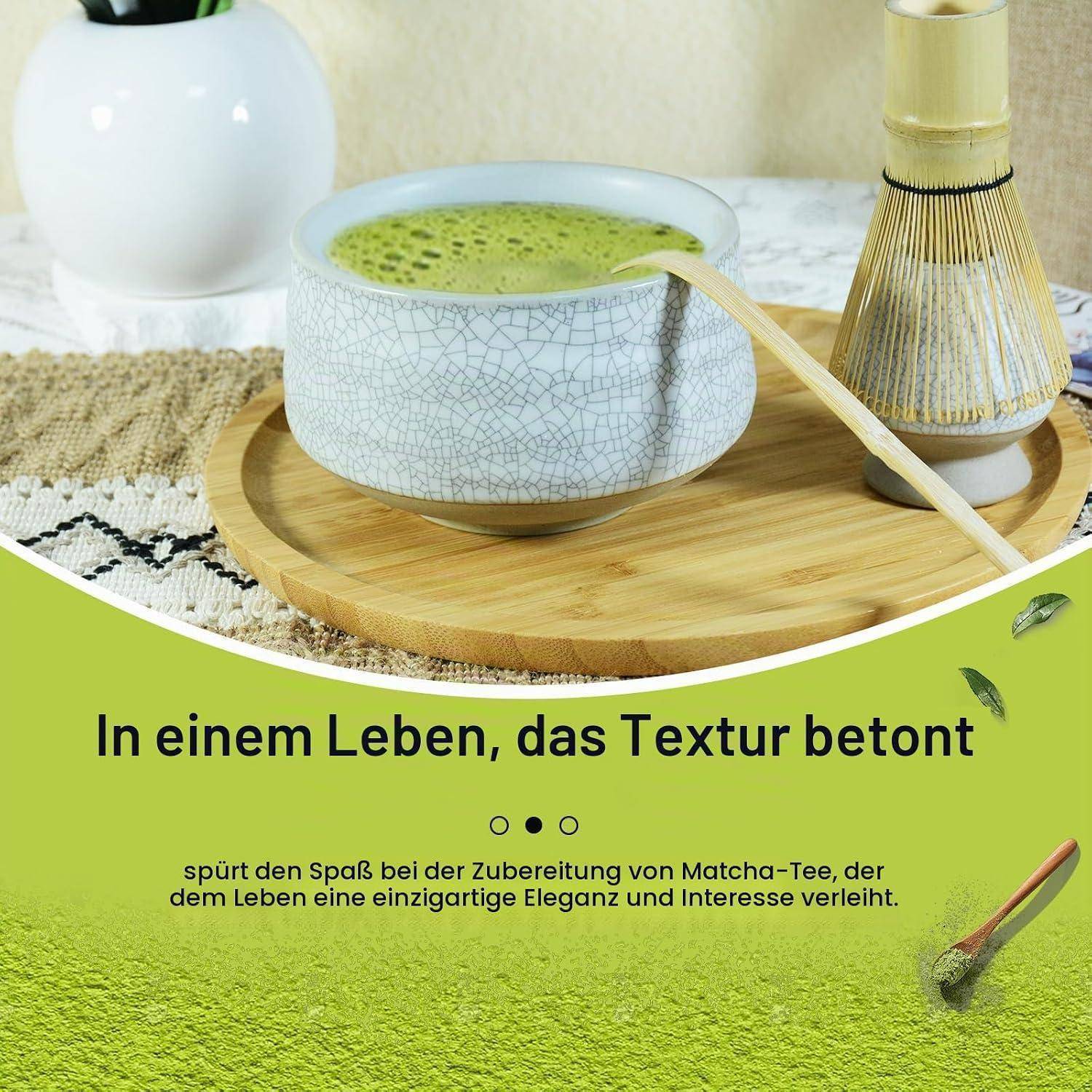 Matcha Set - Matcha Besen Set, Matcha Besen, Matcha Schale, Chasen und Matcha Löffel - Matcha Zubehör für Teezeremonie, 4 Stück Matcha Tee Set (We
