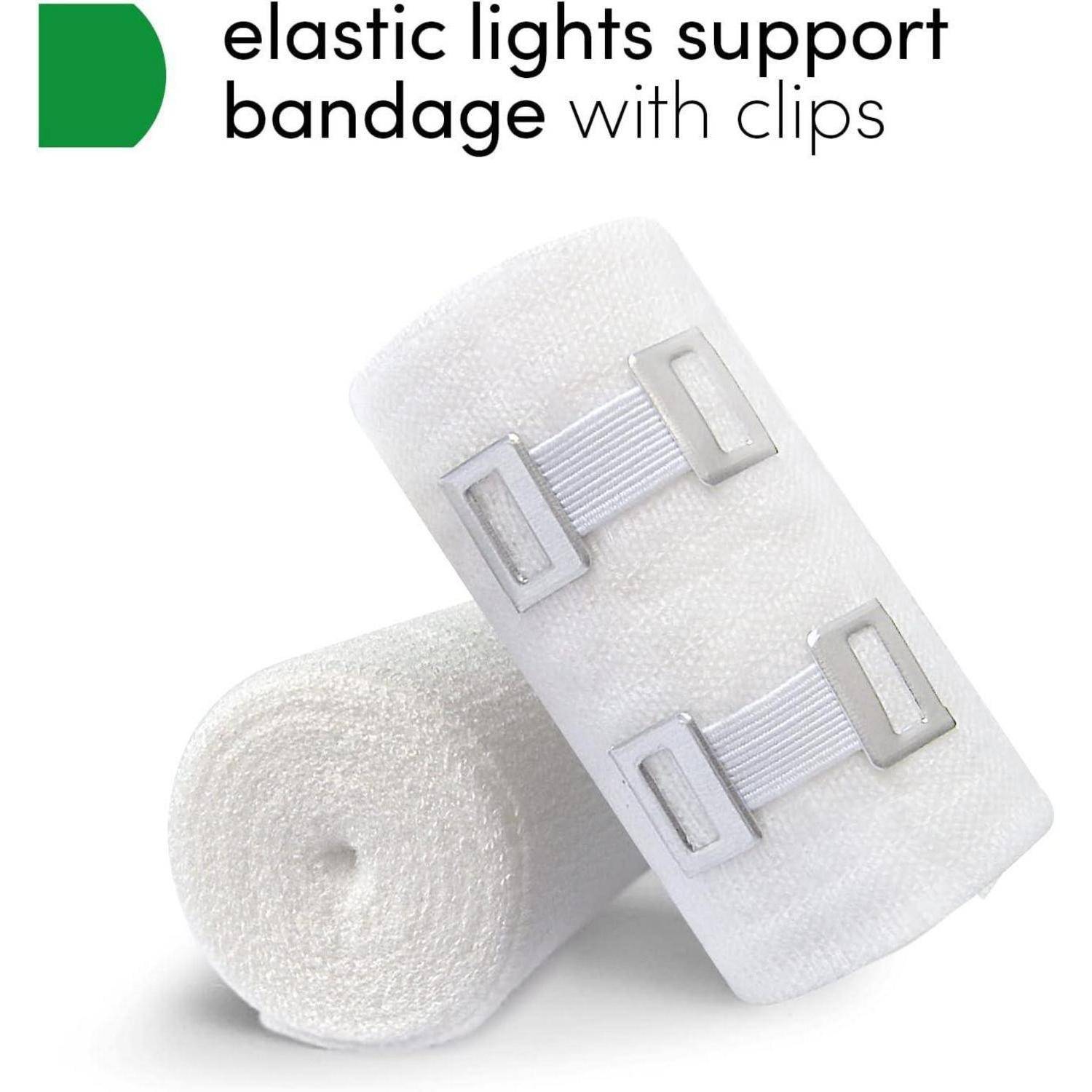 Medrull 5 Stück Dauerelastische Universal Binden 6cm x 4 m Elastic Light BANDAGE - Universalbinde mit 2 Clips - Gedehnt, Luftdurchlässig, Elastisch