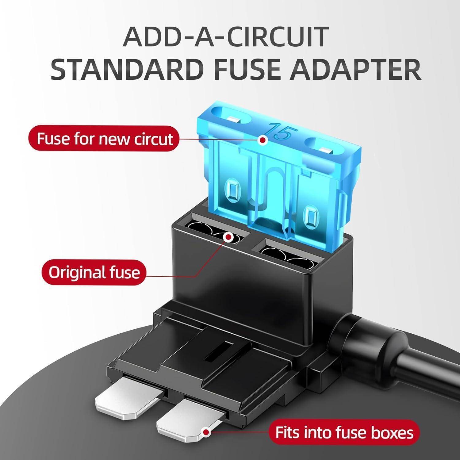 JOREST 4Pcs Stromdieb KFZ Sicherung,Standard Sicherungshalter 12v,Add a Circuit Piggyback Sicherungsadapter,für PKW/Wohnmobil/LKW/Motorrad,mit 18Pcs
