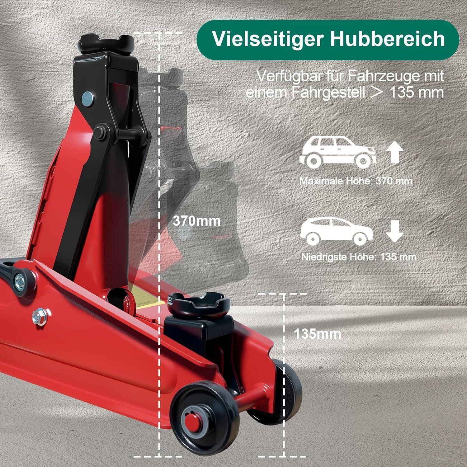 HYCHIKA Steel Racing Trolley Jack mit hydraulischer Kolben-Schnellhubpumpe, 3 Tonnen (6.600 lb) Kapazität, Hubbereich 5,3-18 Zoll