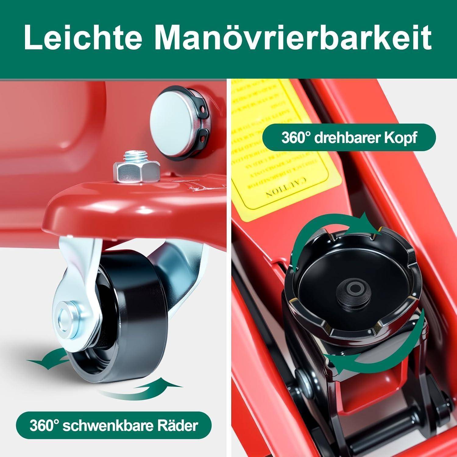 HYCHIKA Steel Racing Trolley Jack mit hydraulischer Kolben-Schnellhubpumpe, 3 Tonnen (6.600 lb) Kapazität, Hubbereich 5,3-18 Zoll