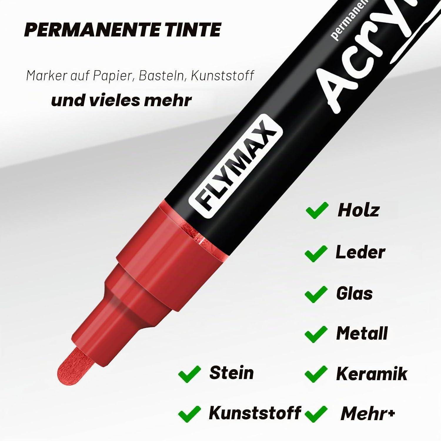 Gelb Marker Stifte 2,5mm – Permanent Marker Gelb Acrylic Wasserbasis Wasserfest Schnelltrocknend Mittel (3er Pack)