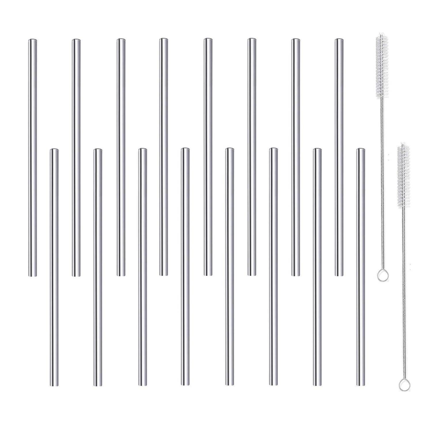Edelstahl-Trinkhalme, kurz, klein, wiederverwendbar, Metall-Strohhalm-Set mit Reinigungsbürste für Cocktails, Rock, Gin, Glas, Kaffee, Einmachgläse