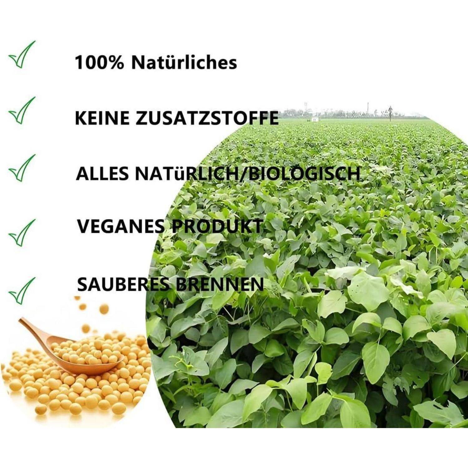 Werbegrafik für Sojoprodukt mit den Aufschriften „100% Natürlich
