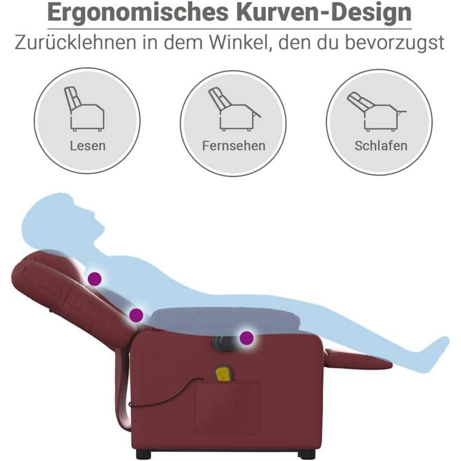 vidaXL Massagesessel, Sessel mit Aufstehhilfe Elektrisch, Relaxsessel mit Liegefunktion Vibrationsfunktion, Fernsehsessel Liegesessel Aufstehsessel