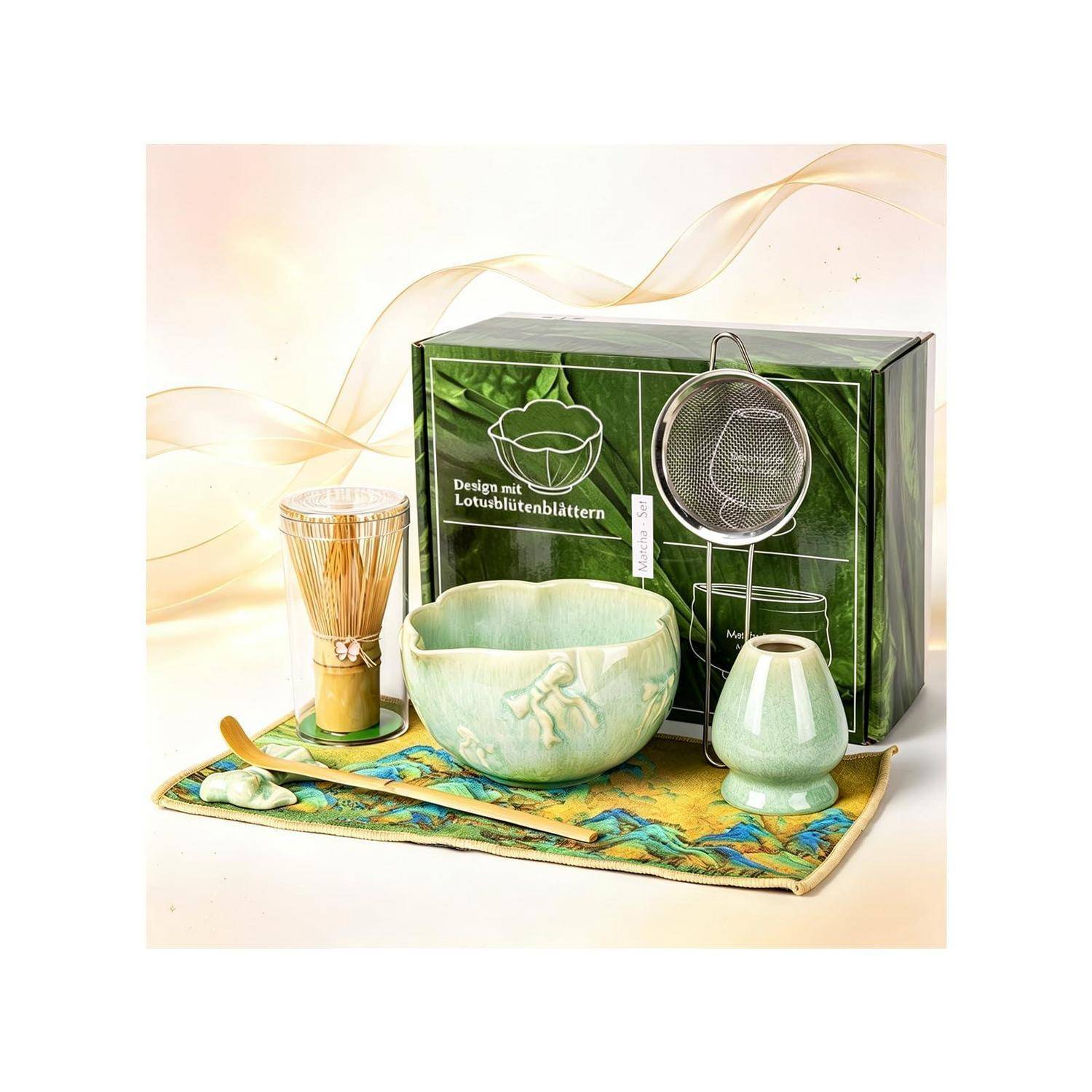 Geschenkset mit einer grünen Box „Lotusblütenblätter