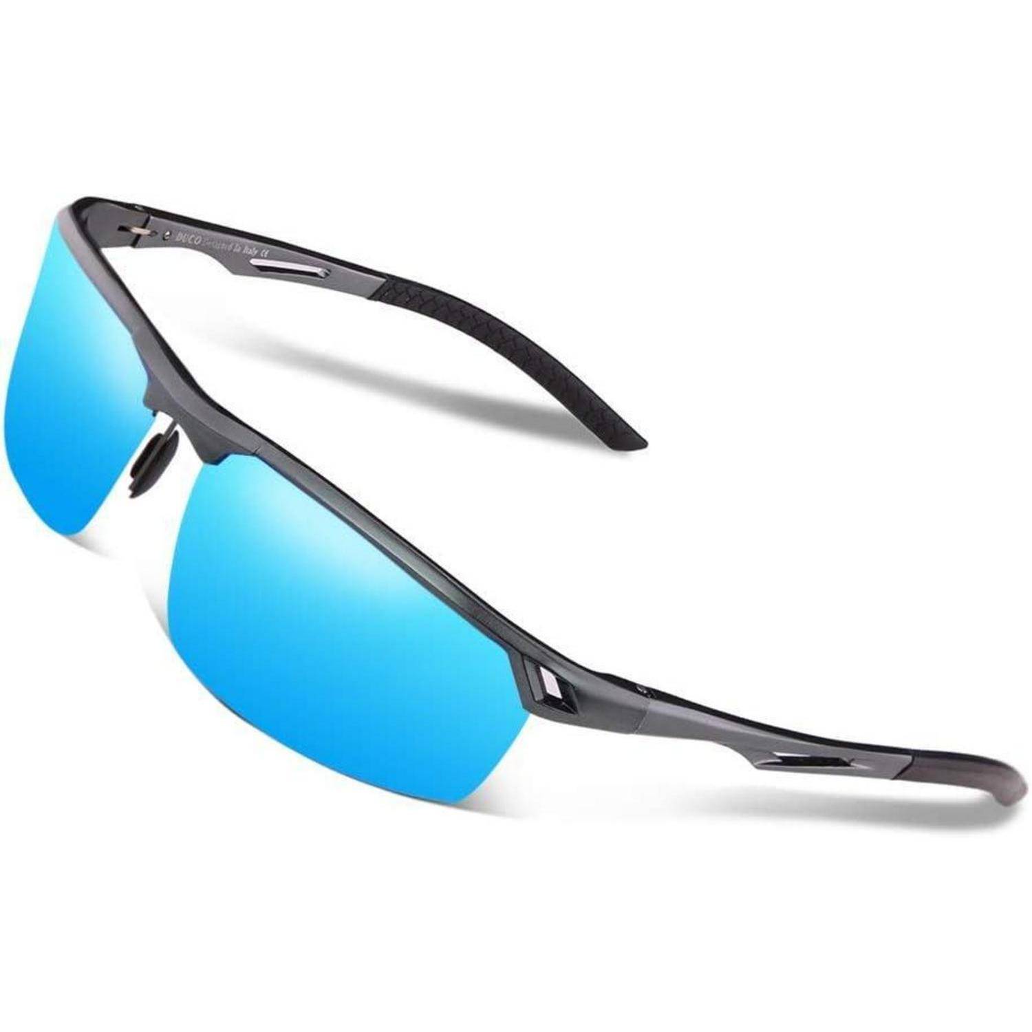 DUCO Sonnenbrille für Herren Retro Polarisierte Sonnenbrille Ultraleichte Sportbrille Al-Mg Metallrahmen Fahrerbrille 8550