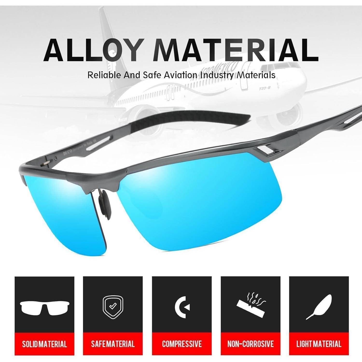 DUCO Sonnenbrille für Herren Retro Polarisierte Sonnenbrille Ultraleichte Sportbrille Al-Mg Metallrahmen Fahrerbrille 8550