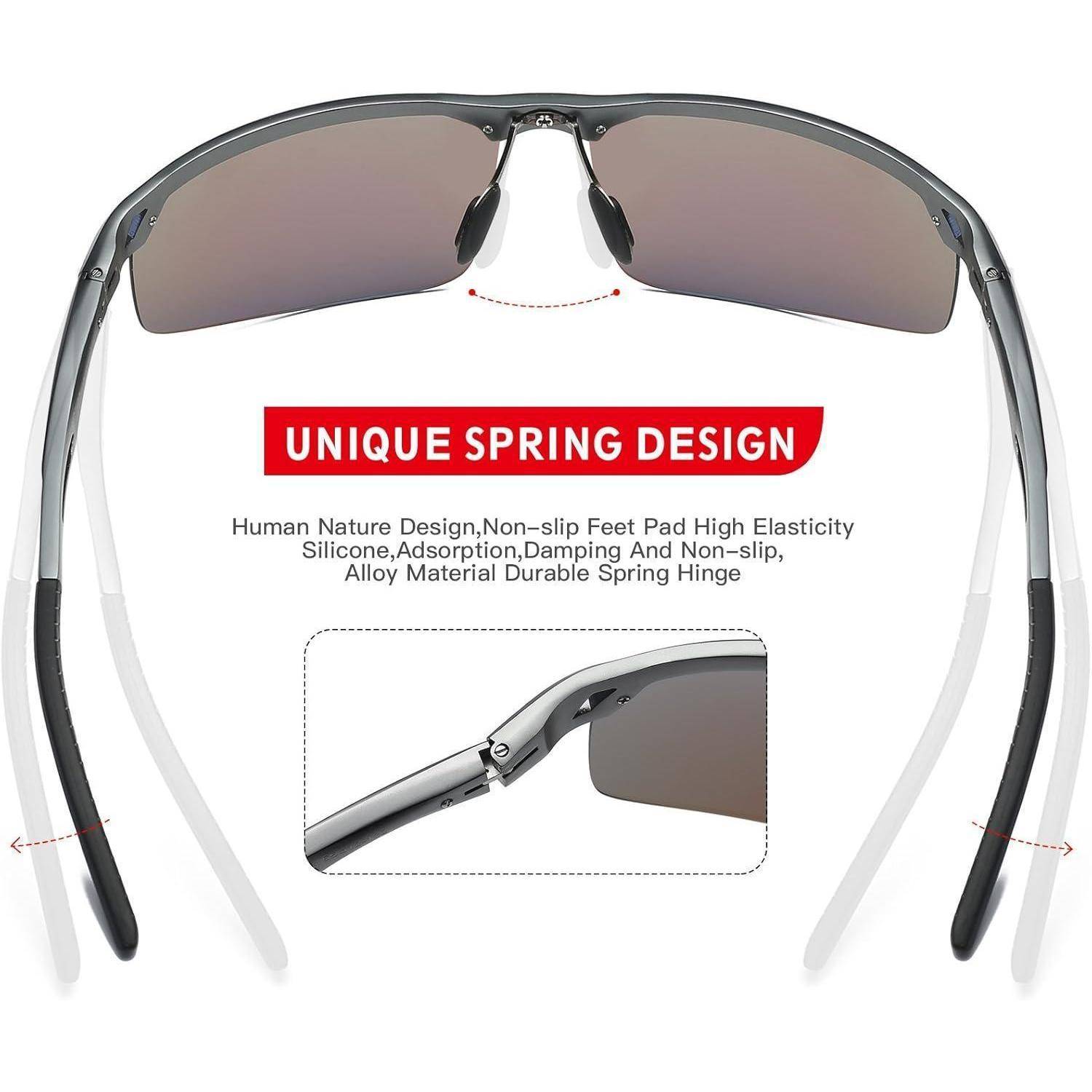 DUCO Sonnenbrille für Herren Retro Polarisierte Sonnenbrille Ultraleichte Sportbrille Al-Mg Metallrahmen Fahrerbrille 8550