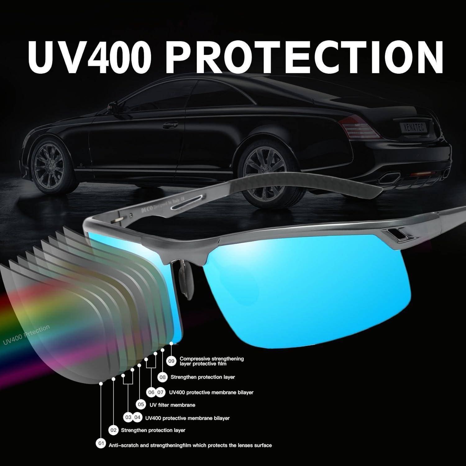 DUCO Sonnenbrille für Herren Retro Polarisierte Sonnenbrille Ultraleichte Sportbrille Al-Mg Metallrahmen Fahrerbrille 8550