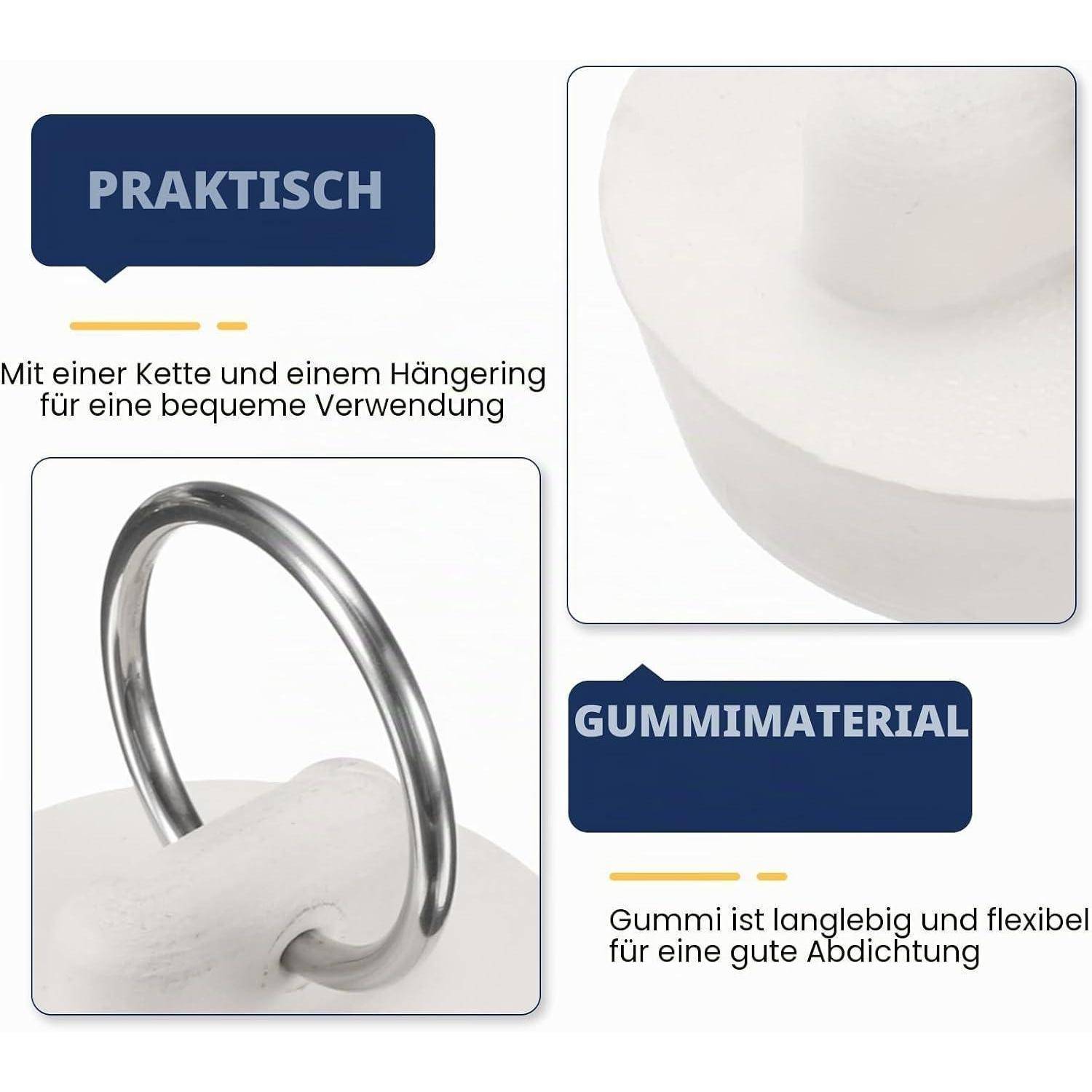 QUARKZMAN 2 Stück Abflussstopfen Ø35mm Badewannenstöpsel Waschbeckenstöpsel Gummi Stopfen Abflusssieb Abflussstöpsel Gummistöpsel Küchenspüle