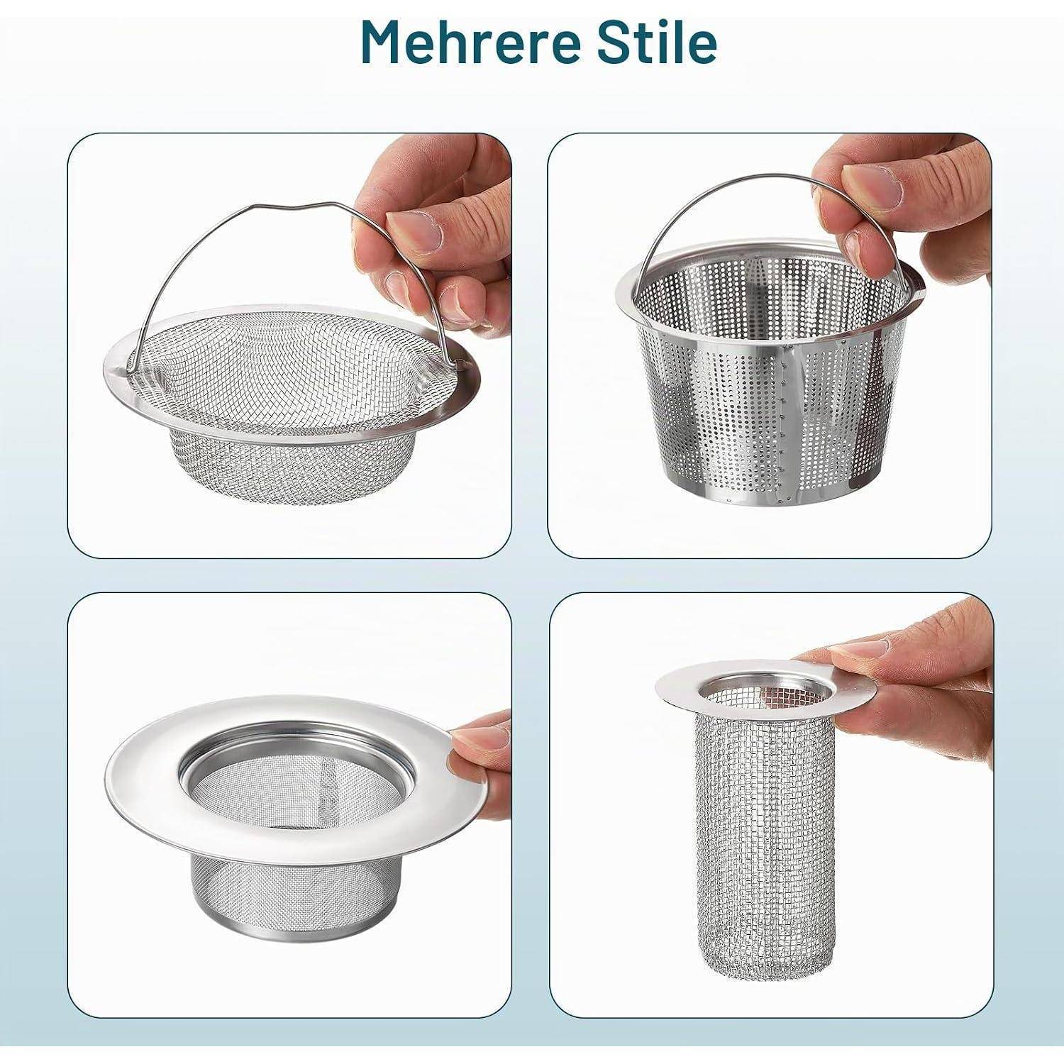 QUARKZMAN 2er-Set Waschbecken-Siebe, passend für Abflusslöcher mit einem Durchmesser von 40 mm bis 50 mm (1,57"-2"), 40 mm tief, aus Edelstahl 304