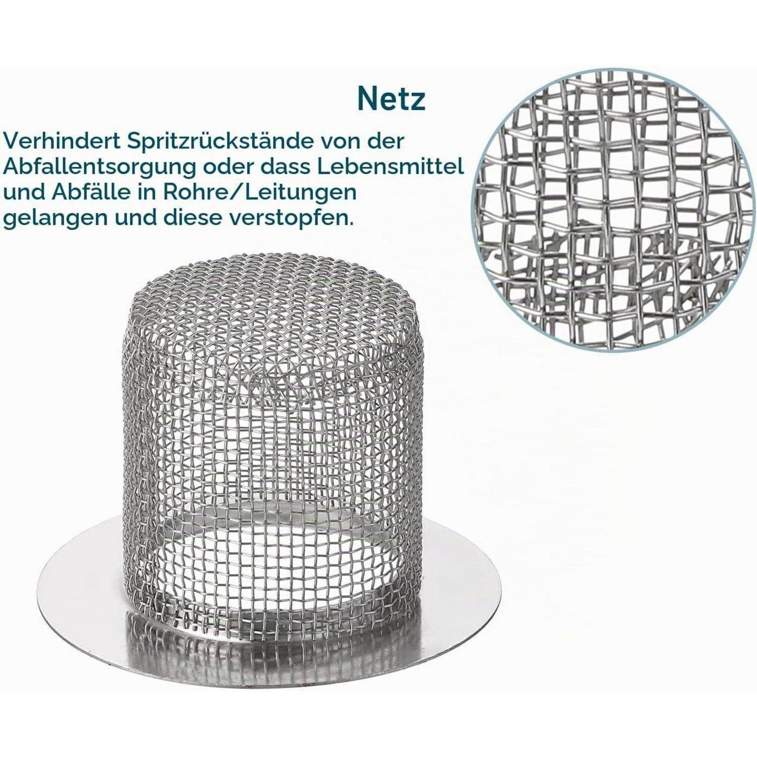 QUARKZMAN 2er-Set Waschbecken-Siebe, passend für Abflusslöcher mit einem Durchmesser von 40 mm bis 50 mm (1,57"-2"), 40 mm tief, aus Edelstahl 304