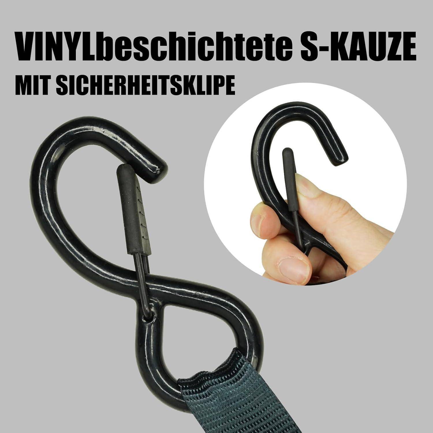 ENJ 2-Pack Automatik Spanngurt (2.5 cm x 3.5 m),Retractable Ratchet Strap,Ratschenbindegurt für Motorräder, Boote, Atvs, Utvs. W.L.L:317 kg/B.S:952