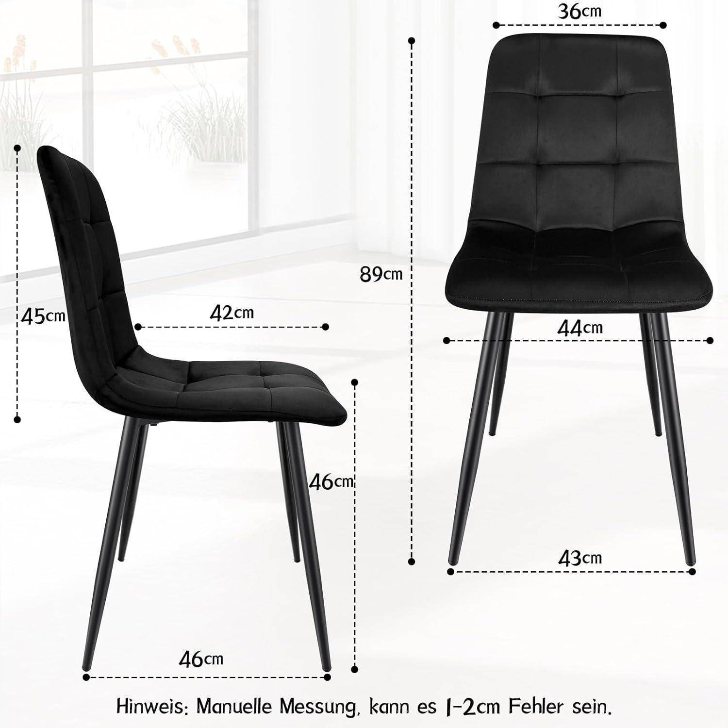 Esszimmerstühle 4er Set, gepolsterter Stuhl mit hoher Rückenlehne und holländischem Samtdesign, Esstischstühle mit Metallfuß, für Esszimmer, Woh