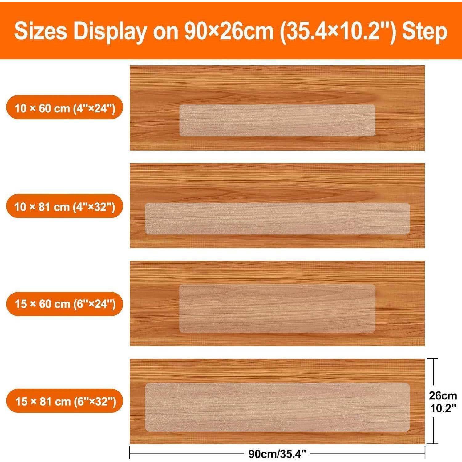Spurtar Treppenstufen Matten Antirutschmatte, Innen Transparent Stufenmatten 15 Stück 15 x 81 cm Rutschfeste Klebeband für Holzstufen Marmor Boden