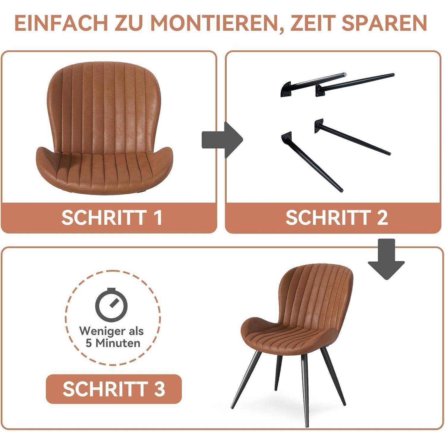Esszimmerstühle 2er Set, Küchenstuhl, Stuhl Esszimmer Wohnzimmer, ergonomischer Sessel, Armlehnstuhl, Polsterstuhl, Wasserdichtes Material,Metallbei
