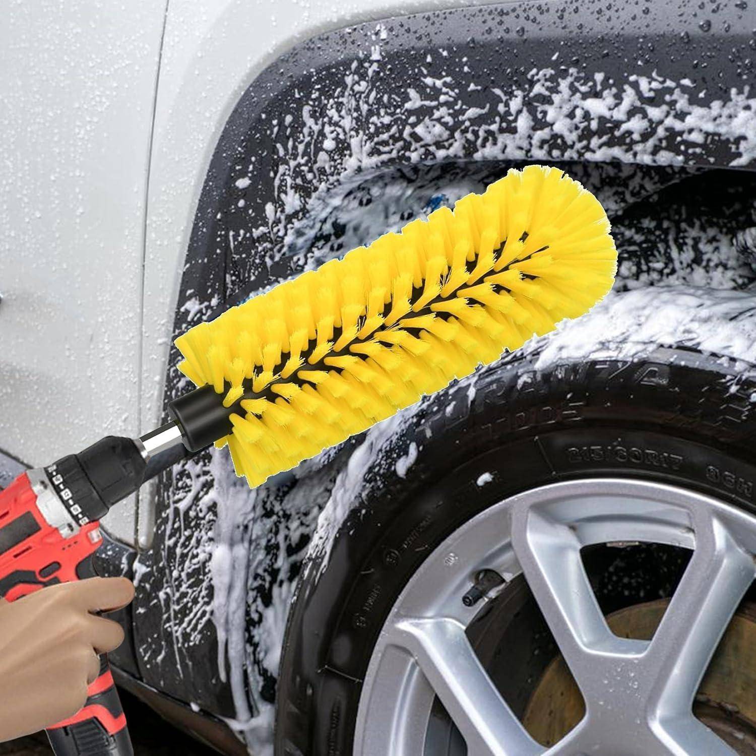 Auto Felgenbürste für Akkuschrauber, Alufelgen Felgenreiniger Bürste Wheel Brush Set zur Bohrmaschine - Für eine schnelle & mühelose Reinigung bi