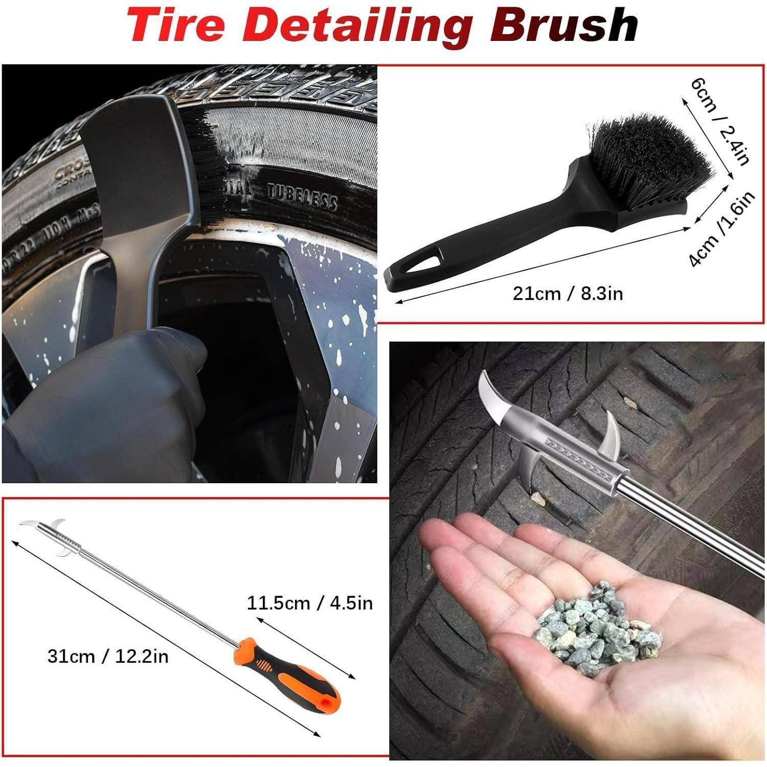 Auto Reinigungsset, 6 Stück Autopflege Set, Auto Detailing Pinsel Auto Waschanlage Set, Autoreinigungsset für Auto Innen und Außen