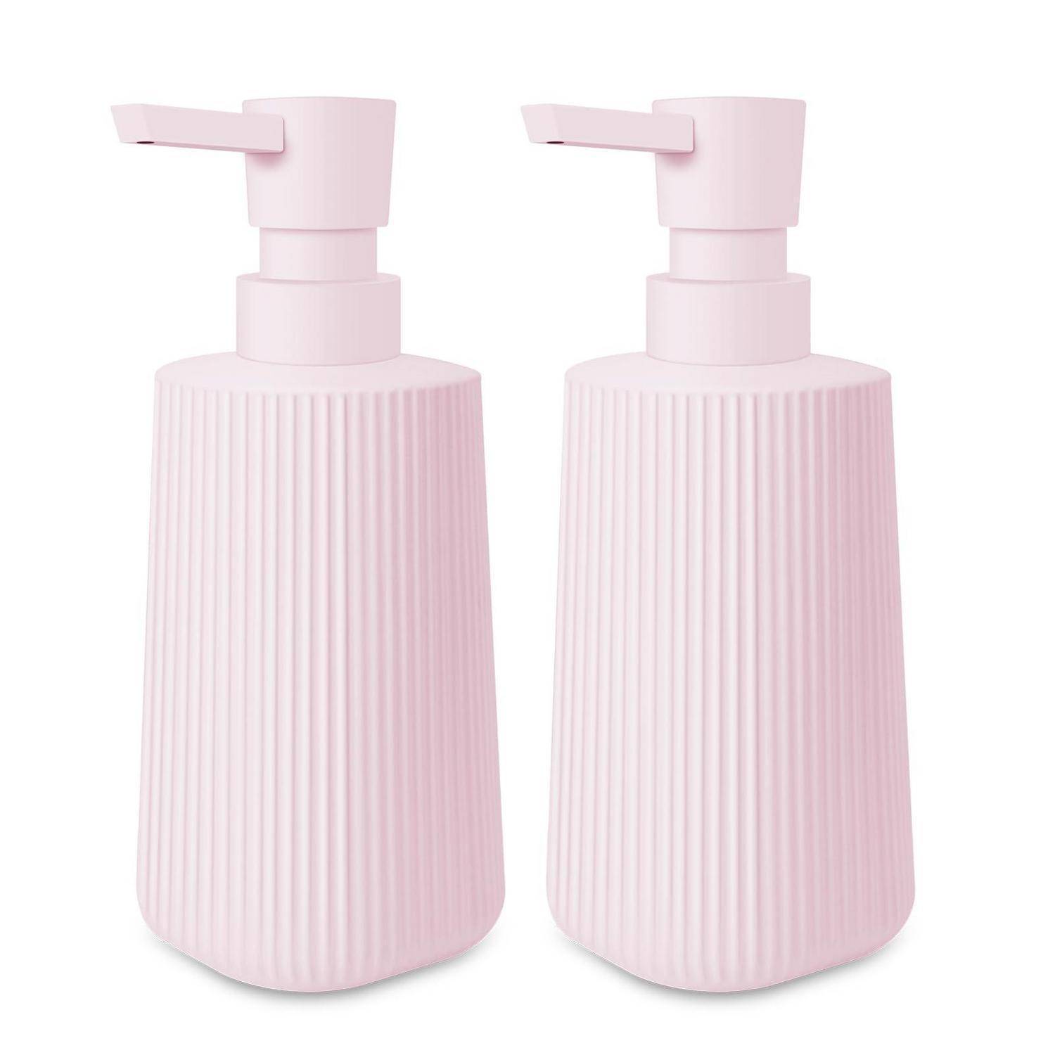Moderne Seifenspender Glas Spülmittelspender 250ml Seifenspender Bad für Badezimmer Arbeitsplatte Küche Soap Dispenser mit Pumpspender (2, Rosa) Ro