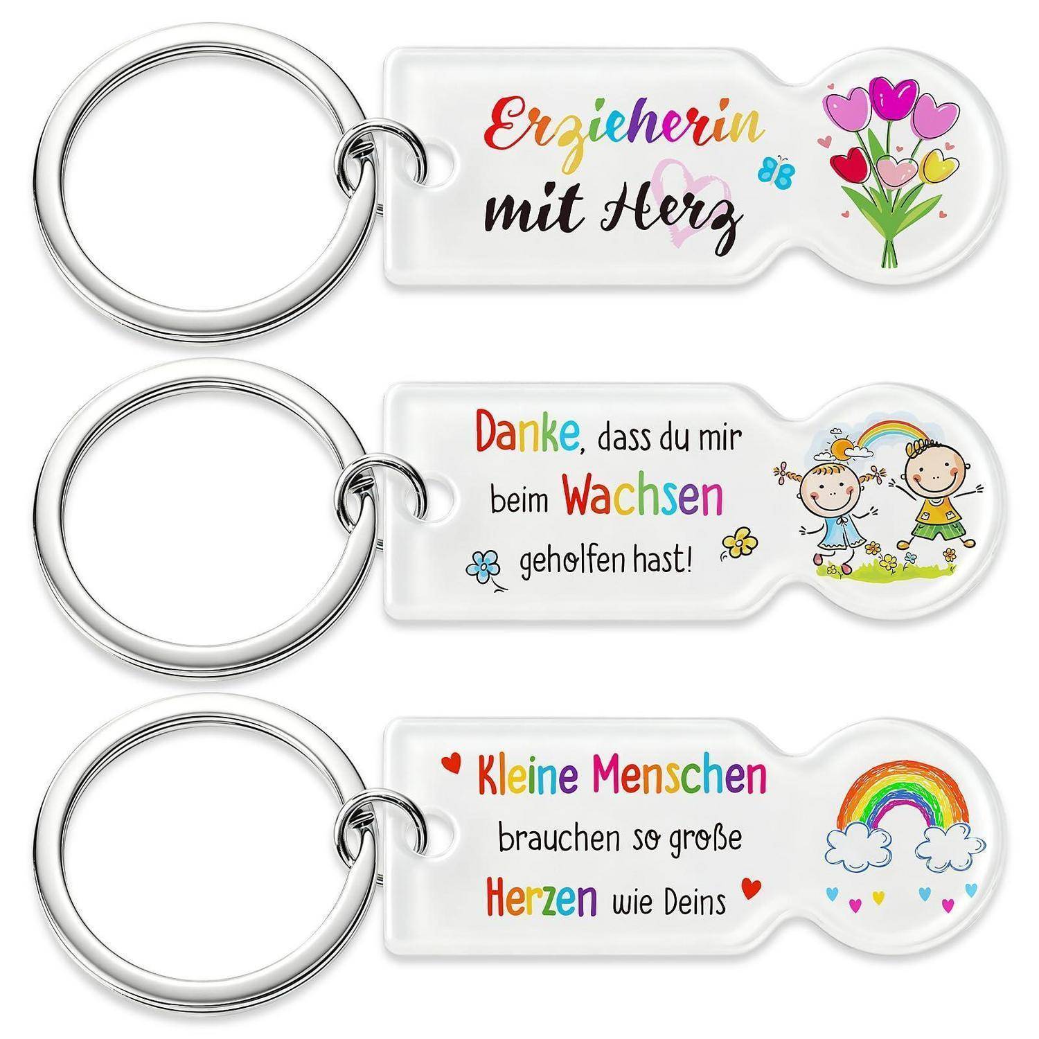 3 Stücke Erzieherin Einkaufswagenlöser Schlüsselanhänger Einkaufswagenchip Metall/Acryl Abziehbar Einkaufschip Erzieherin Kita Abschiedsgeschenk