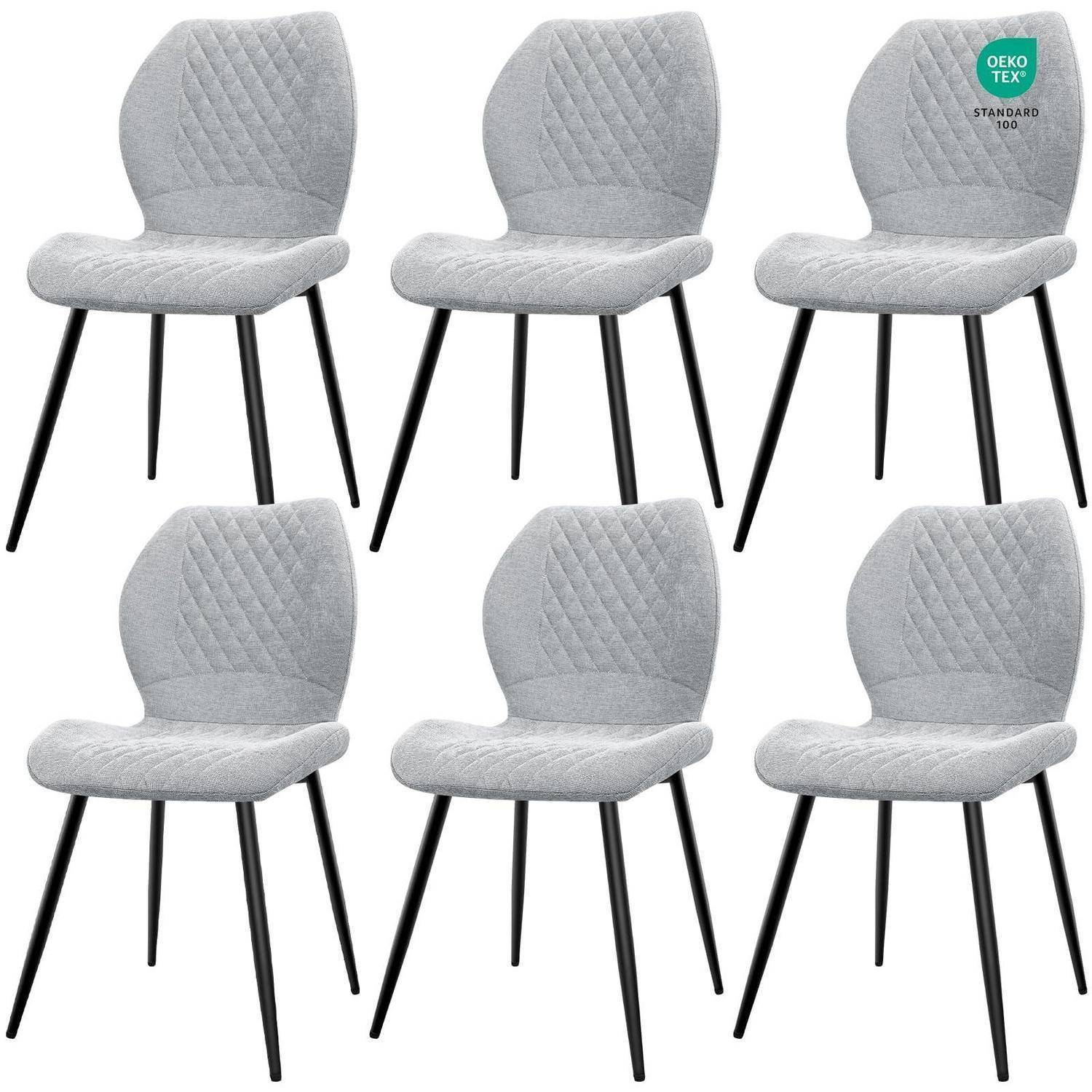 Esszimmerstühle 6er Set, Stühle Esszimmer, Küchenstühle, Wohnzimmer Essstühle, Gepolsterte Stühle, Ergonomisch Gestaltete Leinenstühle für Ess