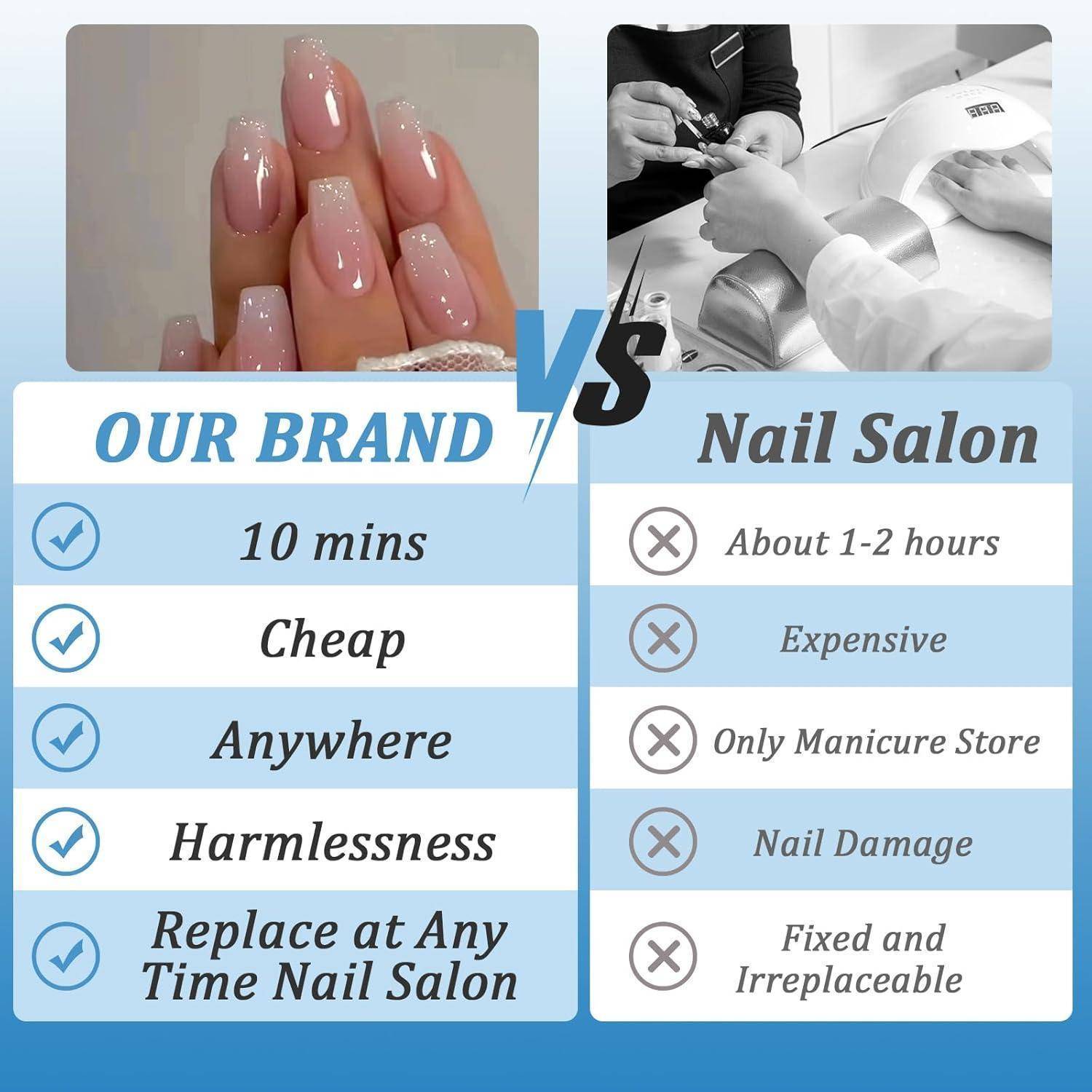 24 Stück Nägel zum Aufkleben Kurze Eckig French Press on Nails Rosa Ballerina Künstliche Fingernägel zum Aufkleben Acryl Full Cover Künstliche N