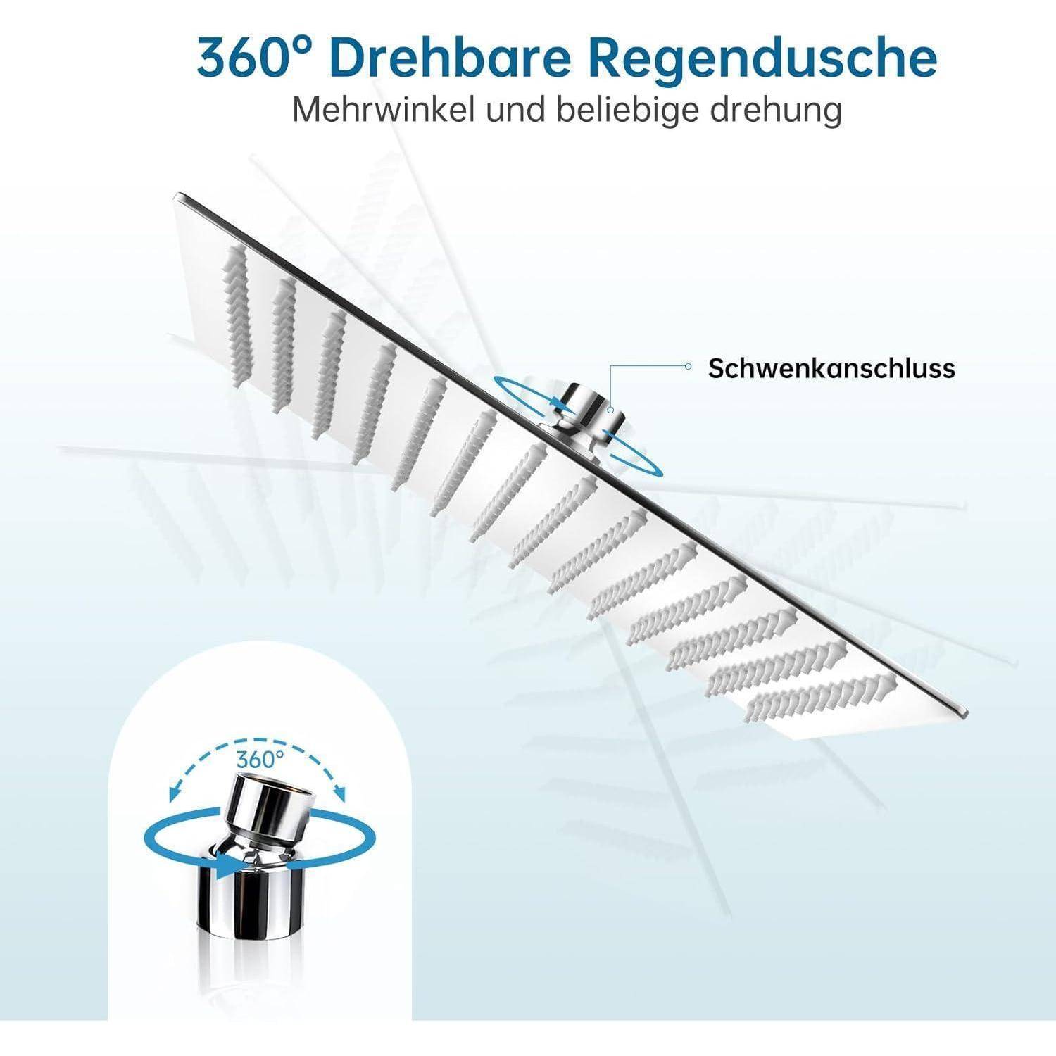 HAUSPROFI Antikalk-Duschkopf, Regenduschkopf, wassersparend, mit Düse aus Edelstahl, 30 cm, poliertes Chrom-Finish (Spiegel), quadratisch