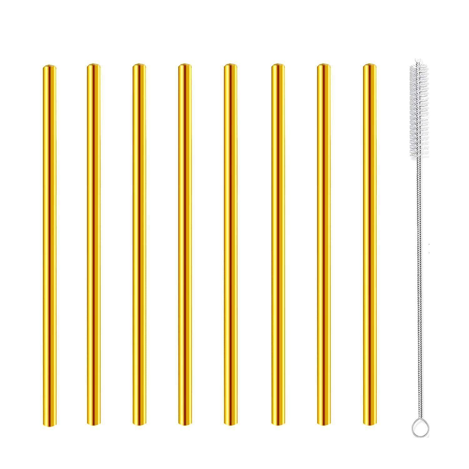 Kurze Strohhalme Edelstahl wiederverwendbar Metall Strohhalm Cocktail Kleine Mini Kurz Trinkhalme für Cocktails Party Zubehör Straws mit Bürste, Go