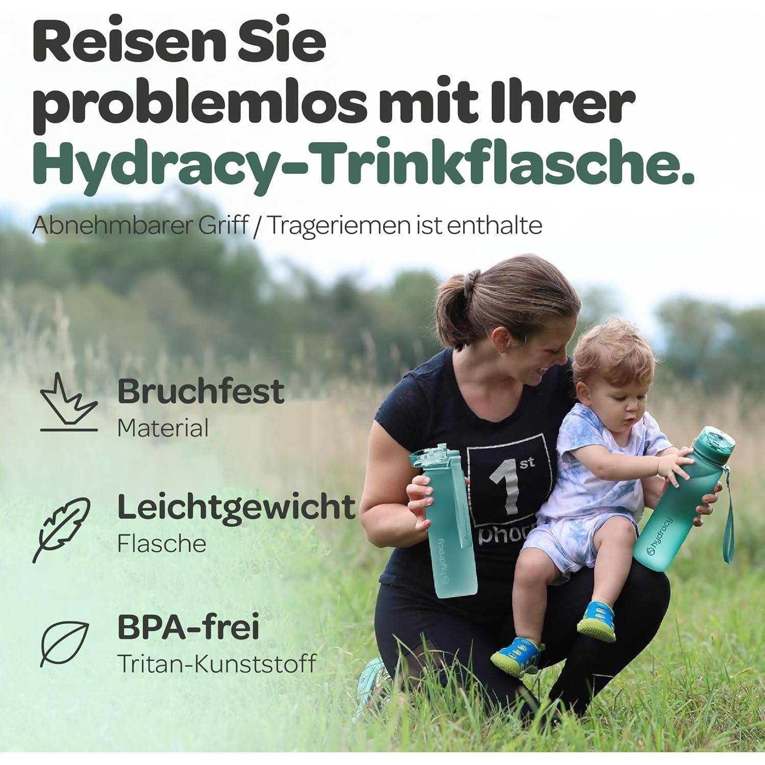 Hydracy Trinkflasche mit Fruchteinsatz - 500ml Wasserflasche - BPA-freie Trinkflasche mit Zeitmarkierung Auslaufsichere Sportflasche