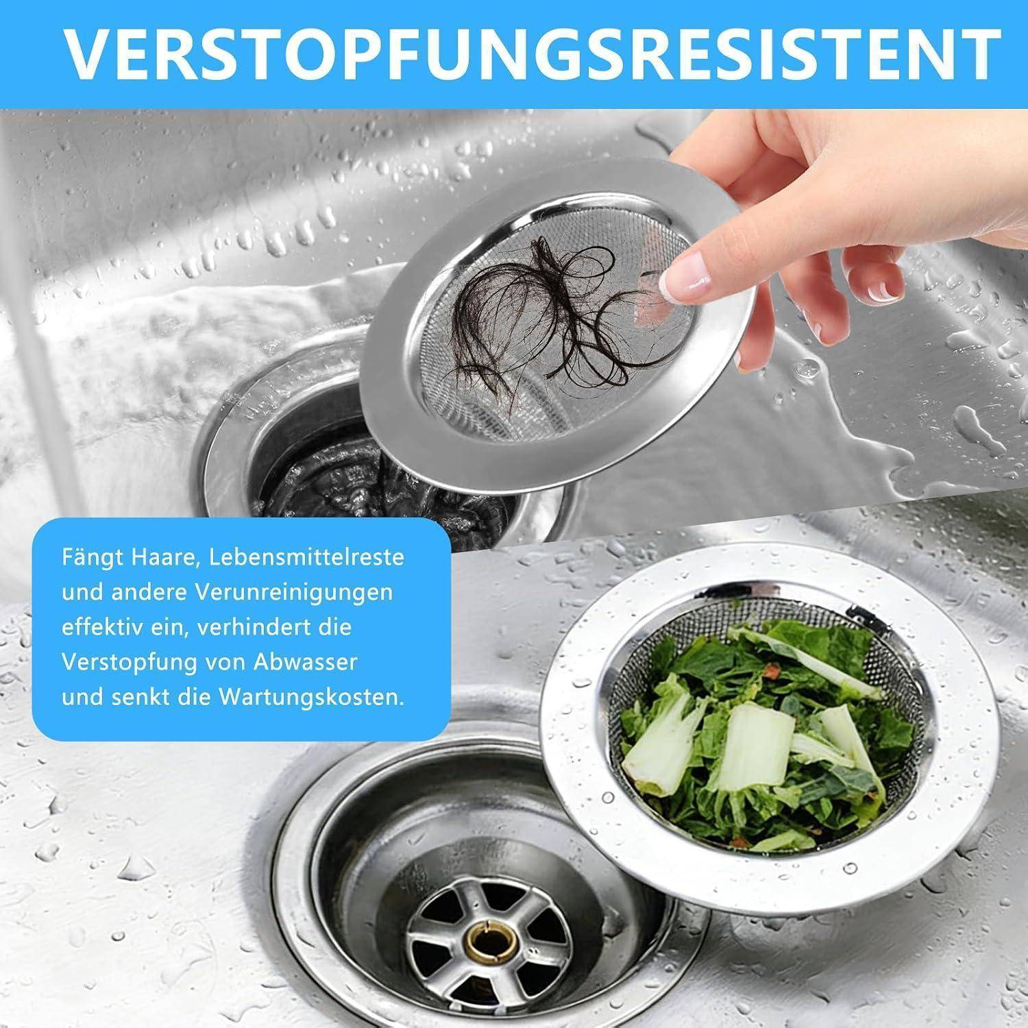 2 Stück Abflusssieb, Abflusssieb Dusche, Edelstahl Rostfrei, Küchenspüle, Edelstahl Doppelrand Feinsieb, Kompatibel mit 4.5-6cm Abflüssen (7.7cm×