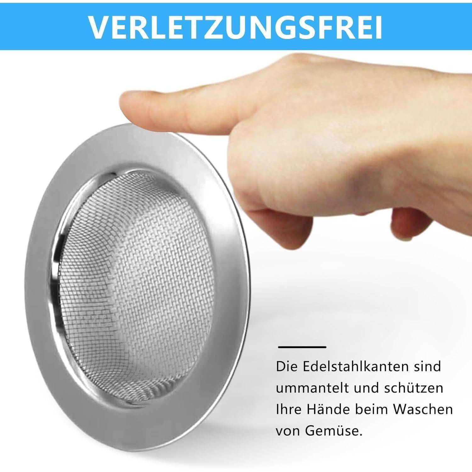 2 Stück Abflusssieb, Abflusssieb Dusche, Edelstahl Rostfrei, Küchenspüle, Edelstahl Doppelrand Feinsieb, Kompatibel mit 4.5-6cm Abflüssen (7.7cm×