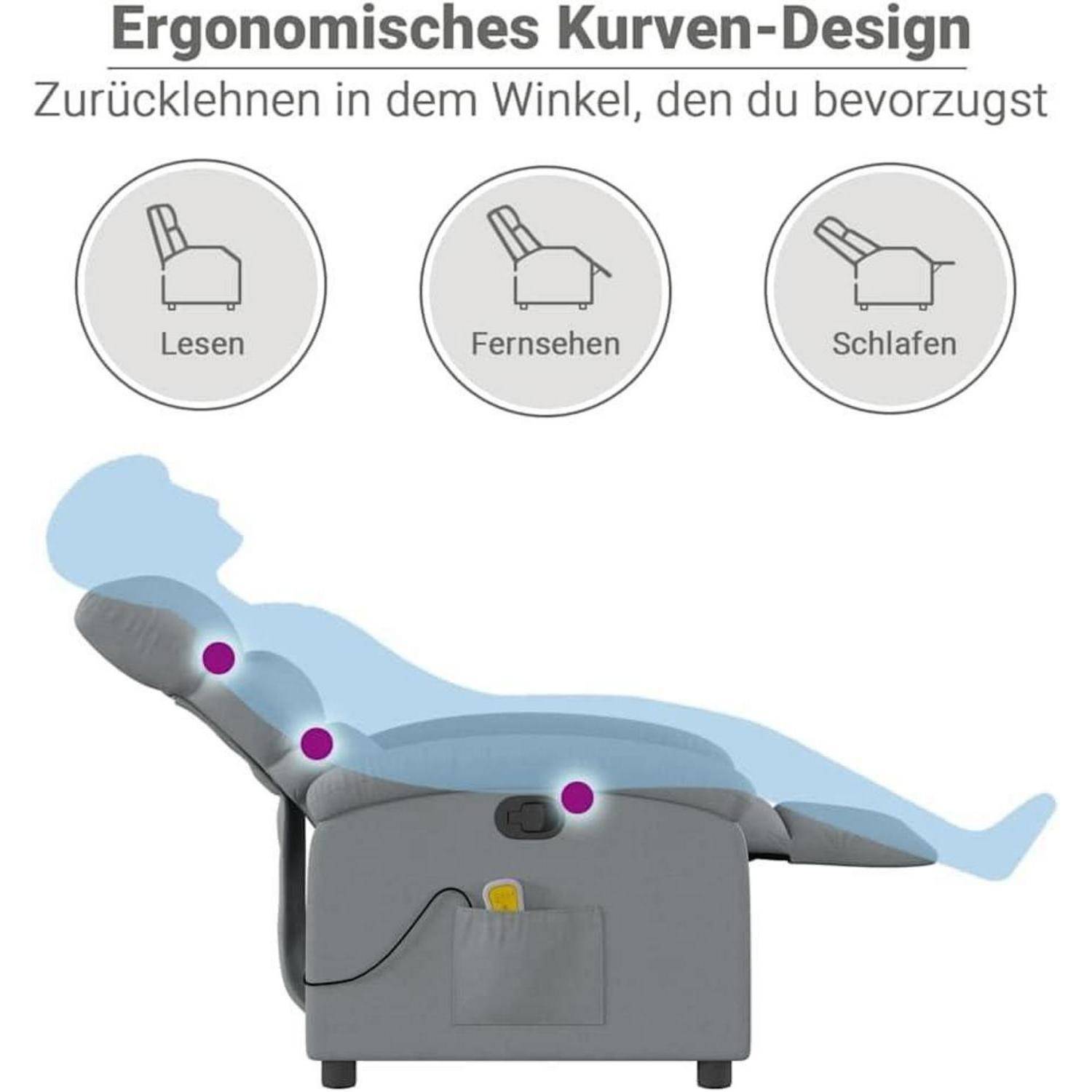 vidaXL Massagesessel ohne Netzadapter, Sessel Verstellbare Rückenlehne, Fernsehsessel Relaxsessel mit Vibrationsfunktion, Liegesessel Polstersessel
