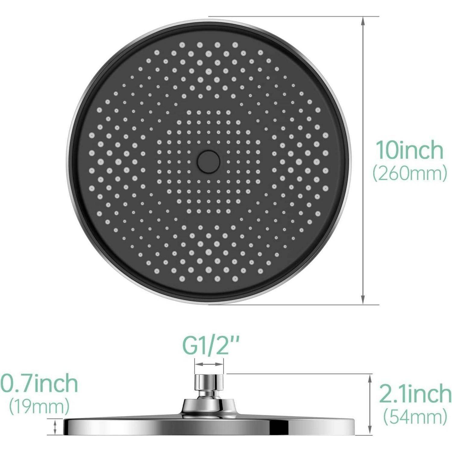 Regenduschkopf Duschkopf Regendusche Watersaving YUANNY 10 Zoll Wasserspar Universal-Kopfbrause mit Anti-Kalk-Düsen Brausekopf, Runder Duschkopf Ø