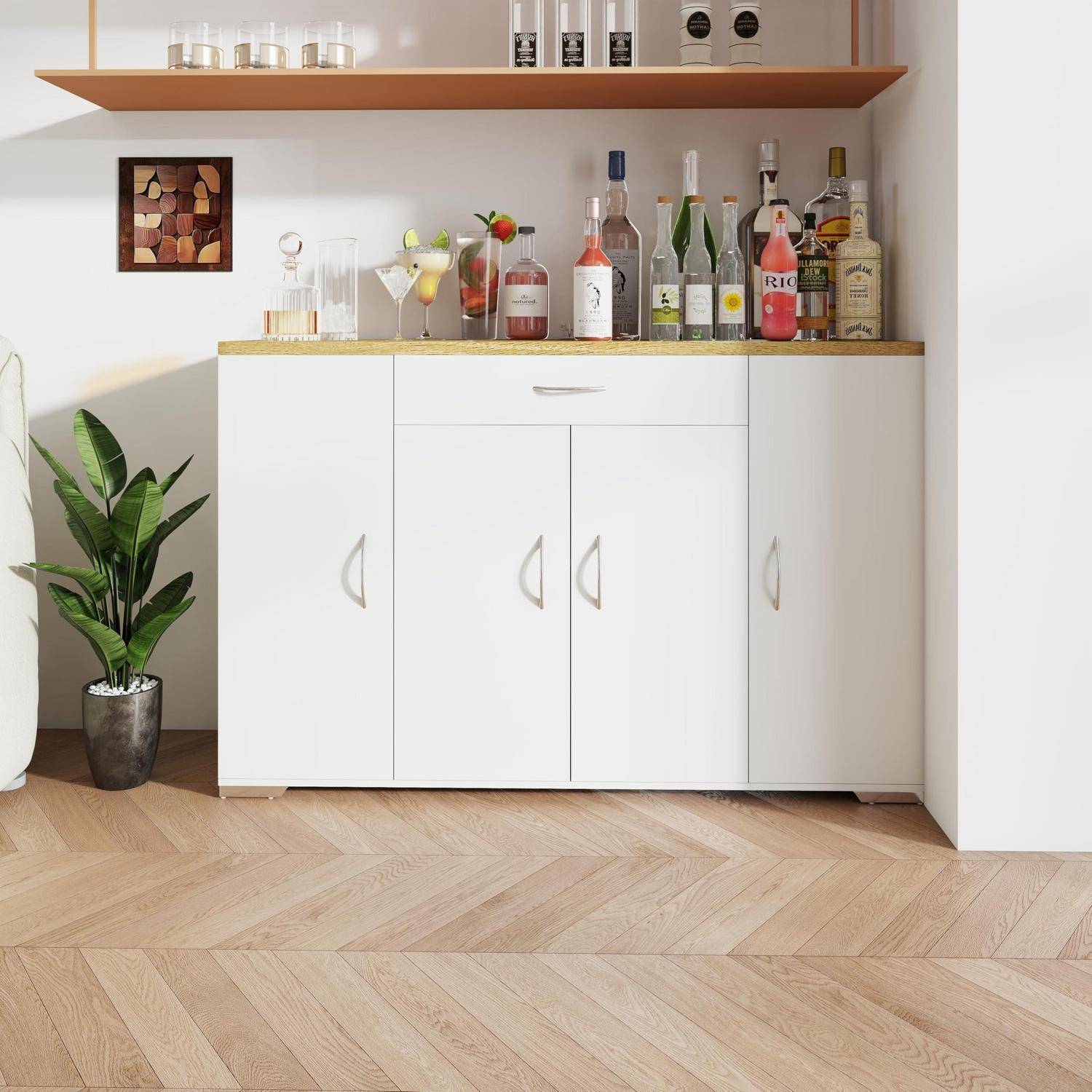 Kommode Weiß mit Anti-Kipp-Funktion, Sideboard Flur mit Mehreren Fächern, Komodenschrank für Schlafzimmer