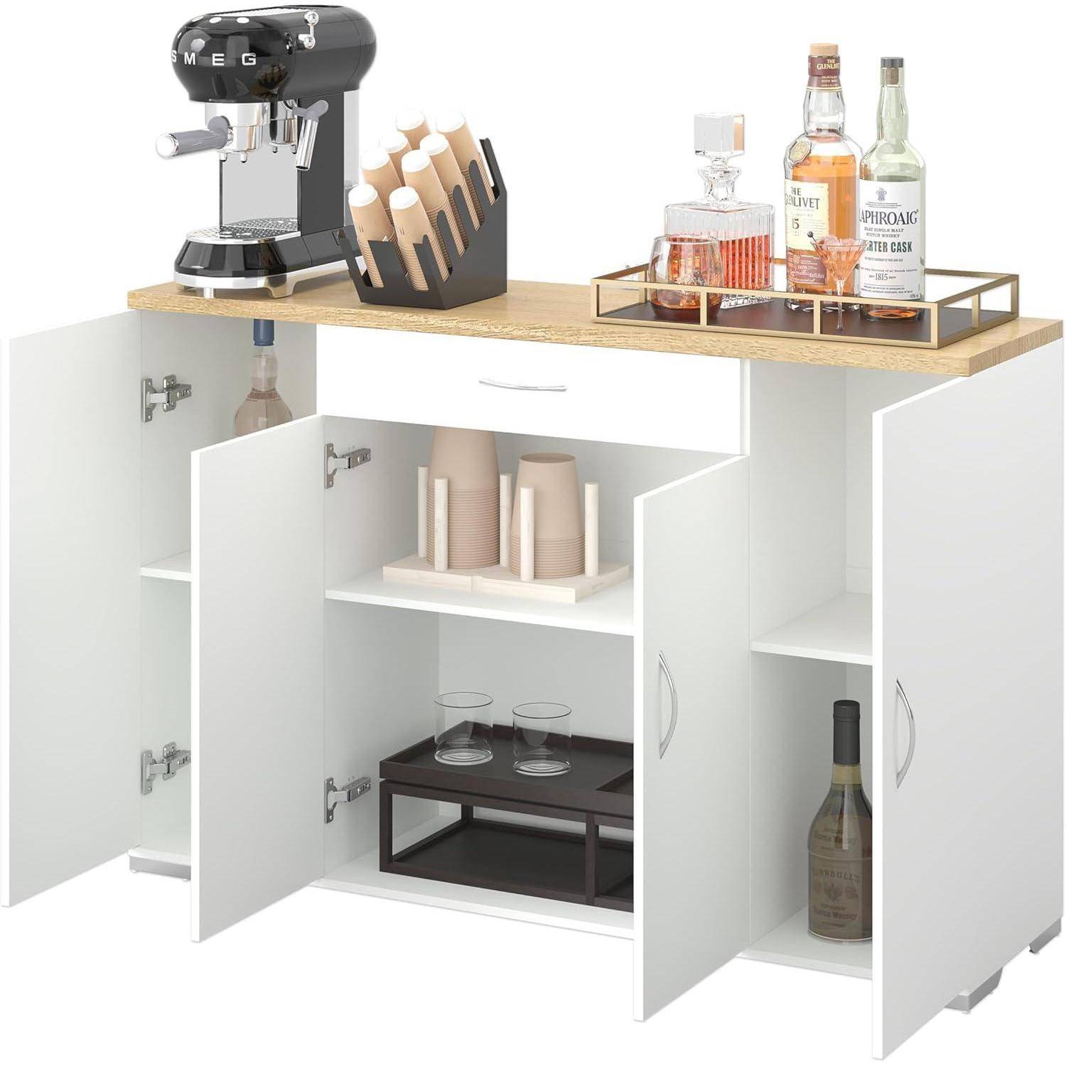 Kommode Weiß mit Anti-Kipp-Funktion, Sideboard Flur mit Mehreren Fächern, Komodenschrank für Schlafzimmer