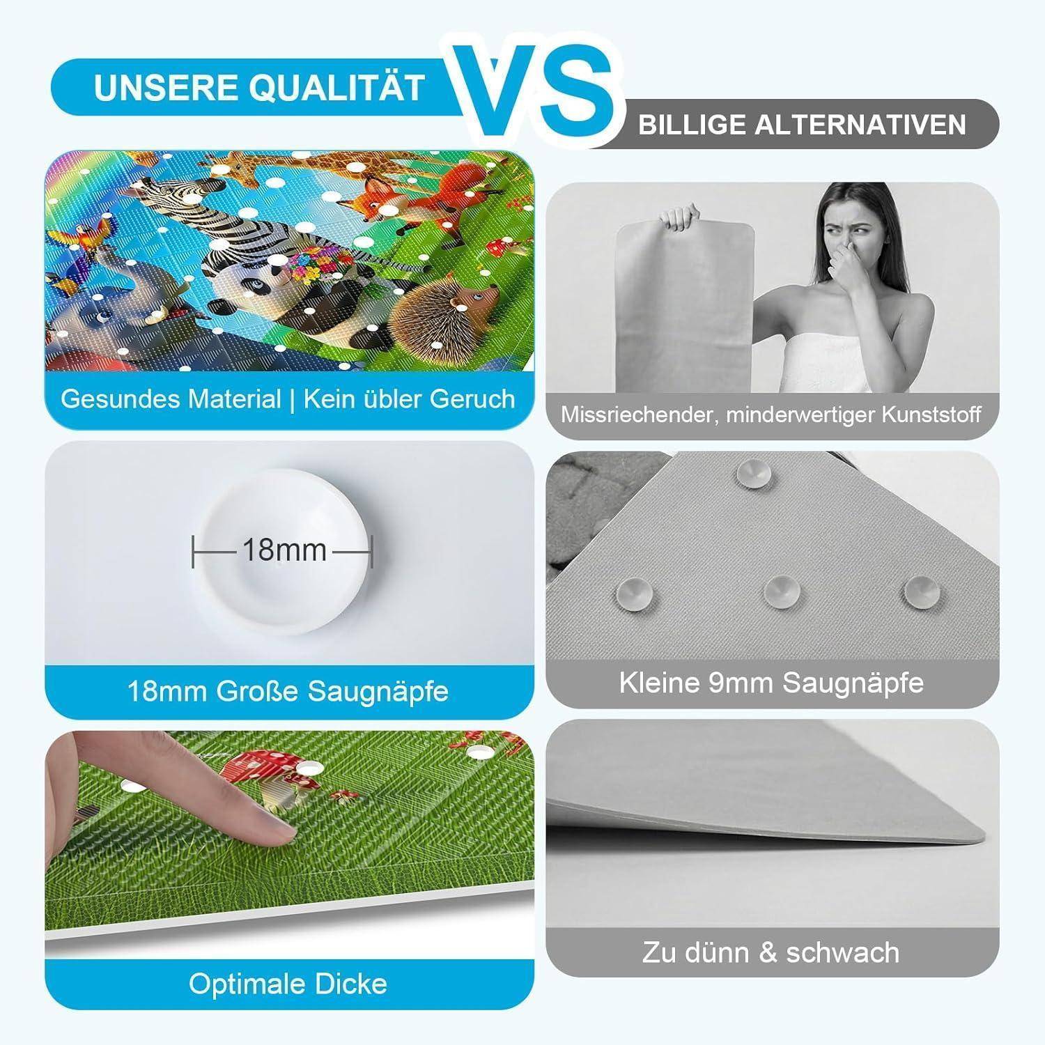 XIYUNTE Badewannenmatte rutschfest Kinder - 100x40 cm Antirutschmatte für Badewanne und Dusche, schimmelresistente Badematte für Baby und Kinder, 10