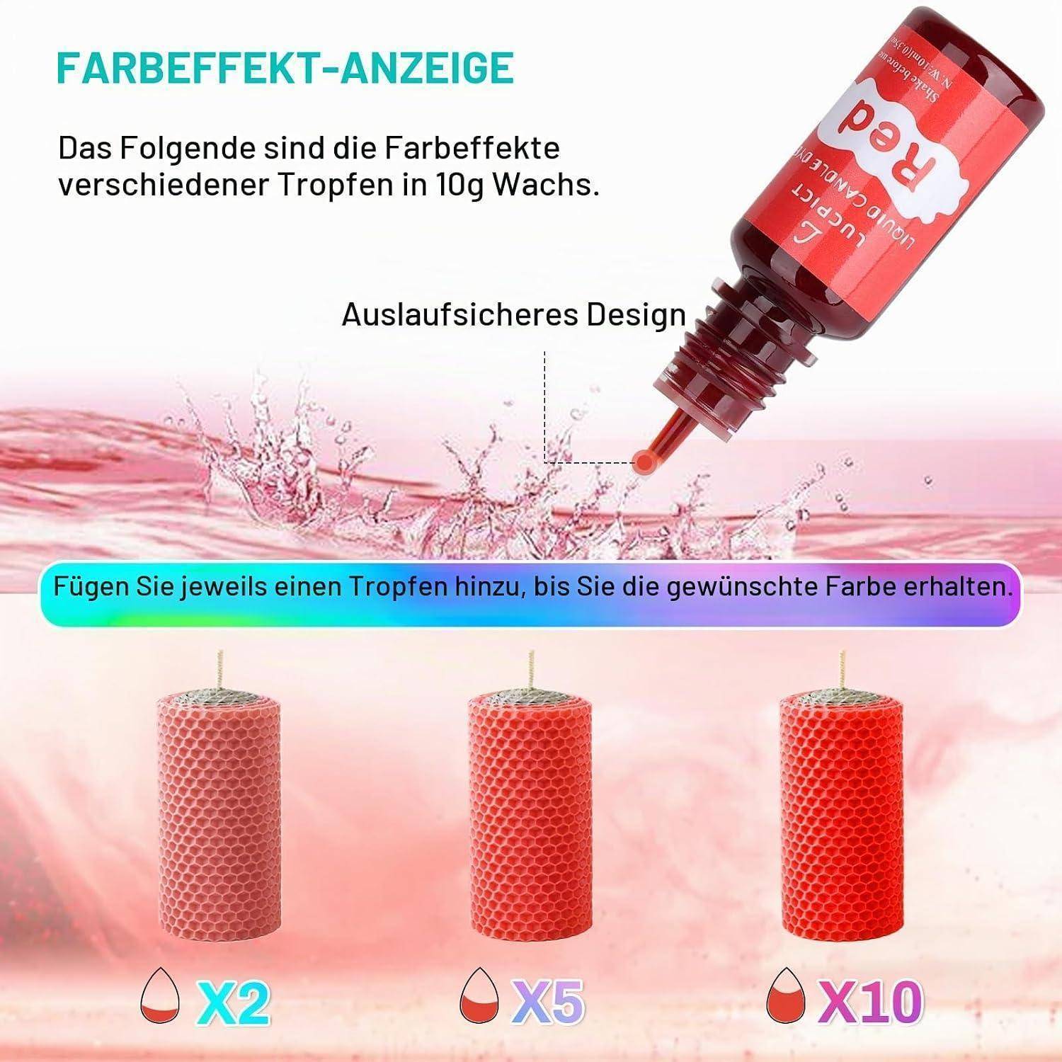 Kerzenwachs Farbe – 16 Farben Flüssiger Kerzenwachs Farbstoff für die Kerzenherstellung, ölbasierter Kerzenfarbstoff für Sojawachs, Bienenwachs,