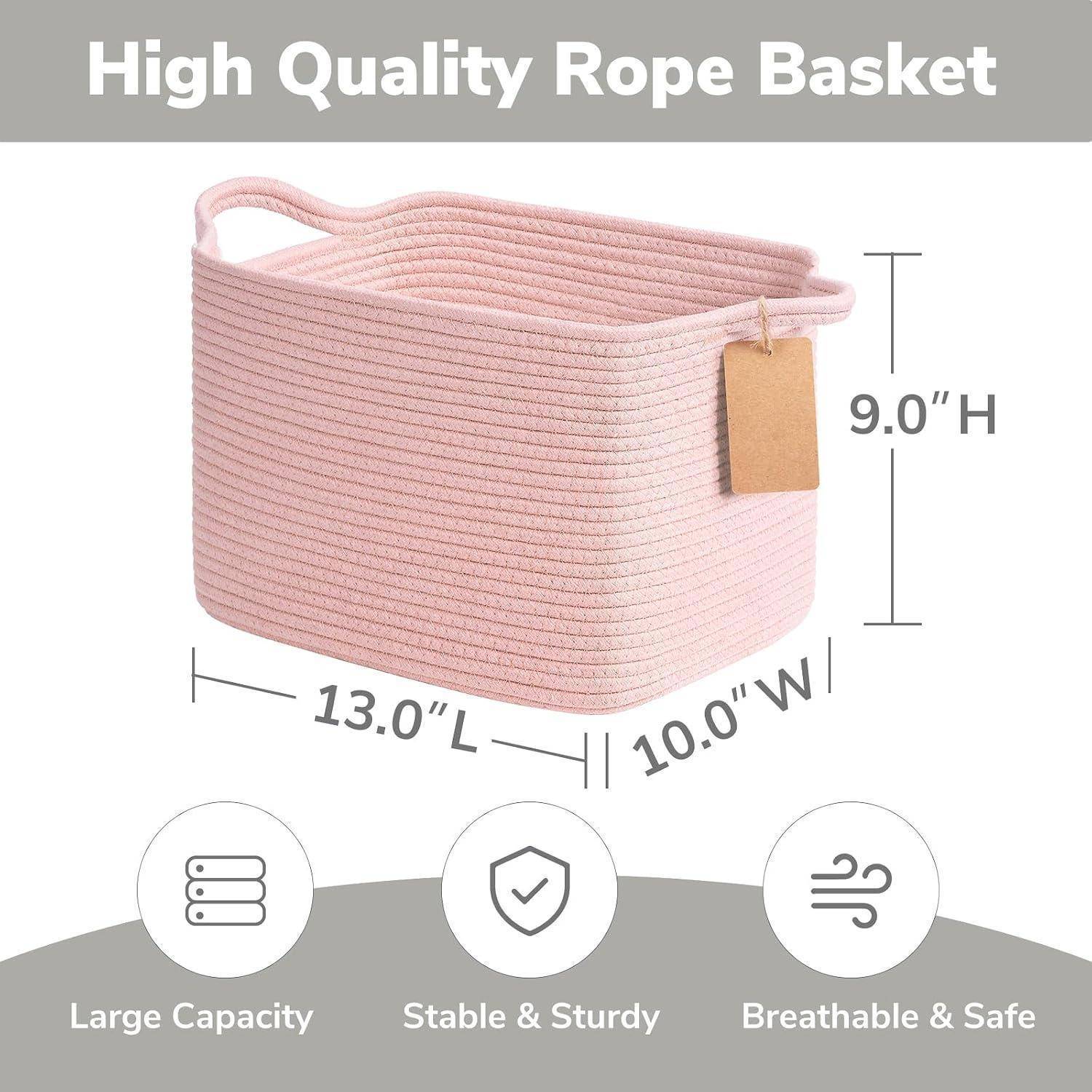 Rosa Seilaufbewahrungskorb mit der Bezeichnung „High Quality Rope Basket